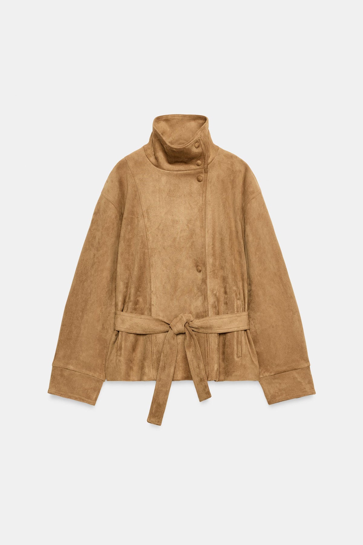 Faux Suede Belted Jacket