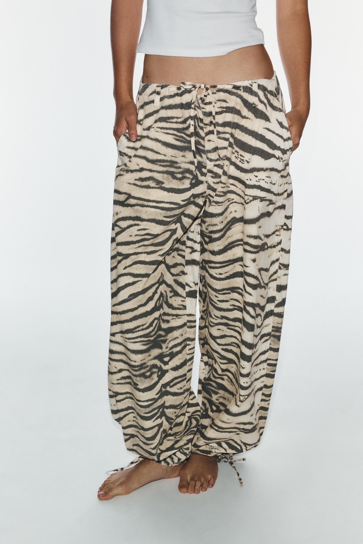 Animal Print Wide-Leg Trousers
