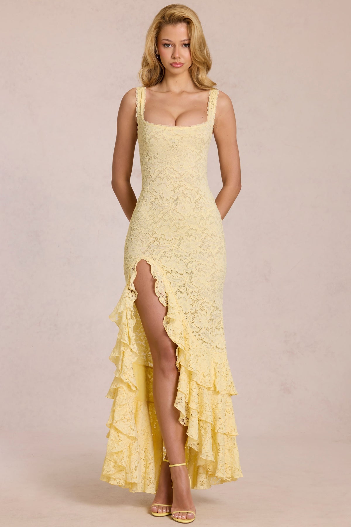 Aria Lace Ruffle Maxi Dress