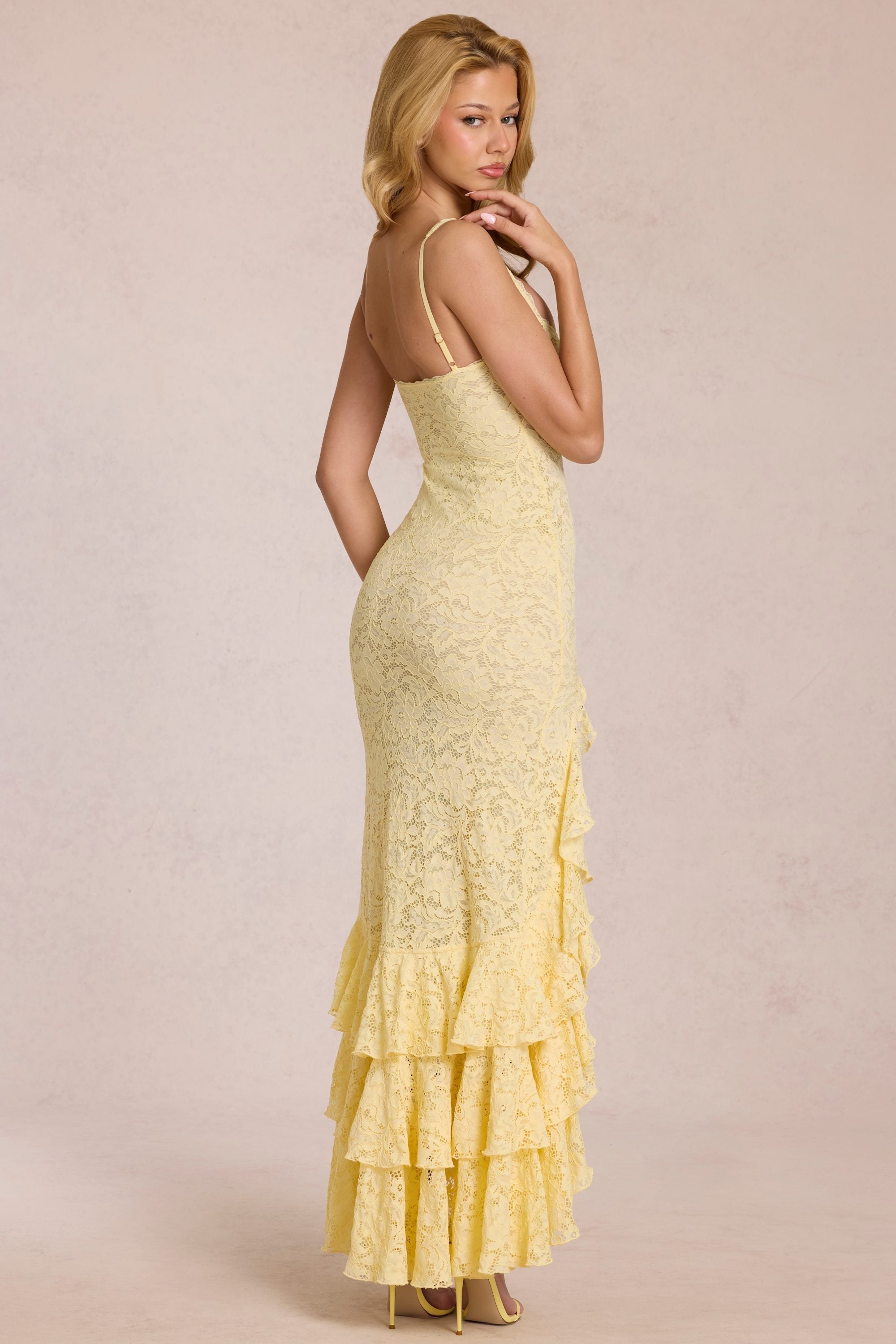 Vestido Maxi con volantes y encaje Aria