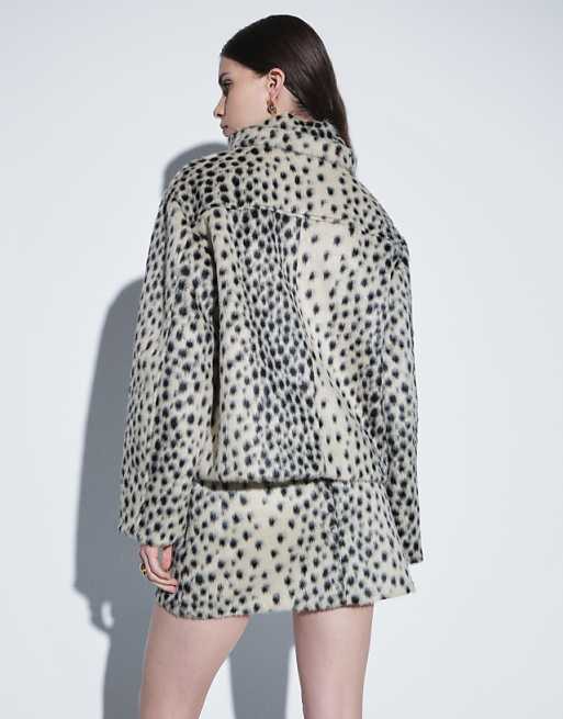 Giacca Ecopelliccia Animalier - Nero/Marrone