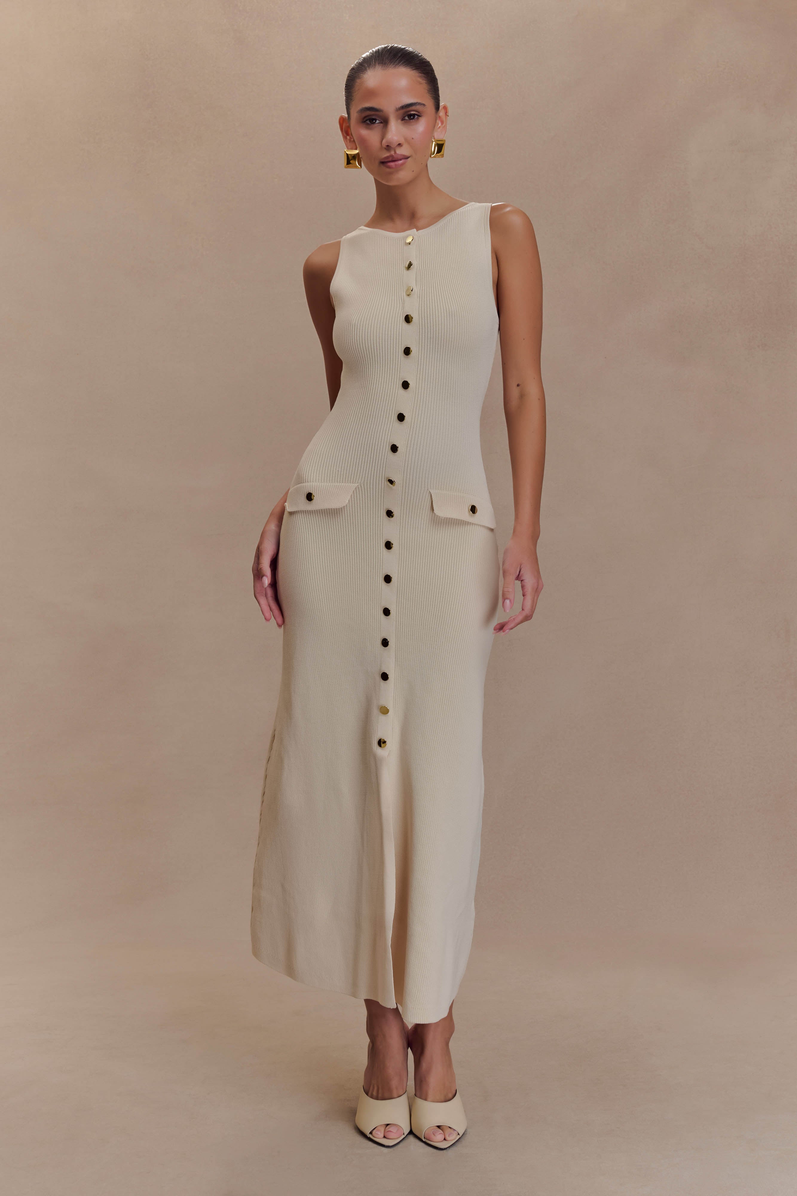 Vestido Maxi sin mangas con botones Sawyer