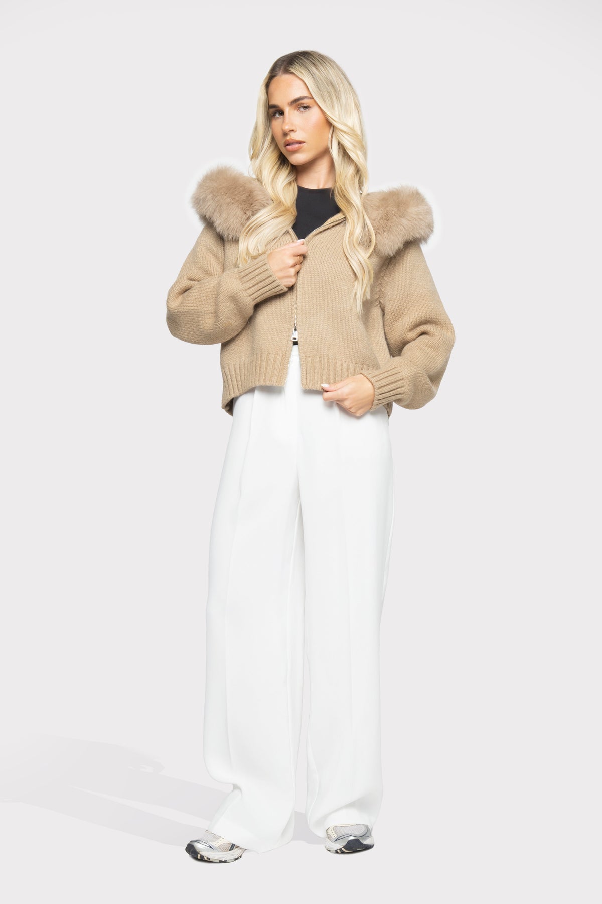 Cannes Zip Cardigan - Cammello