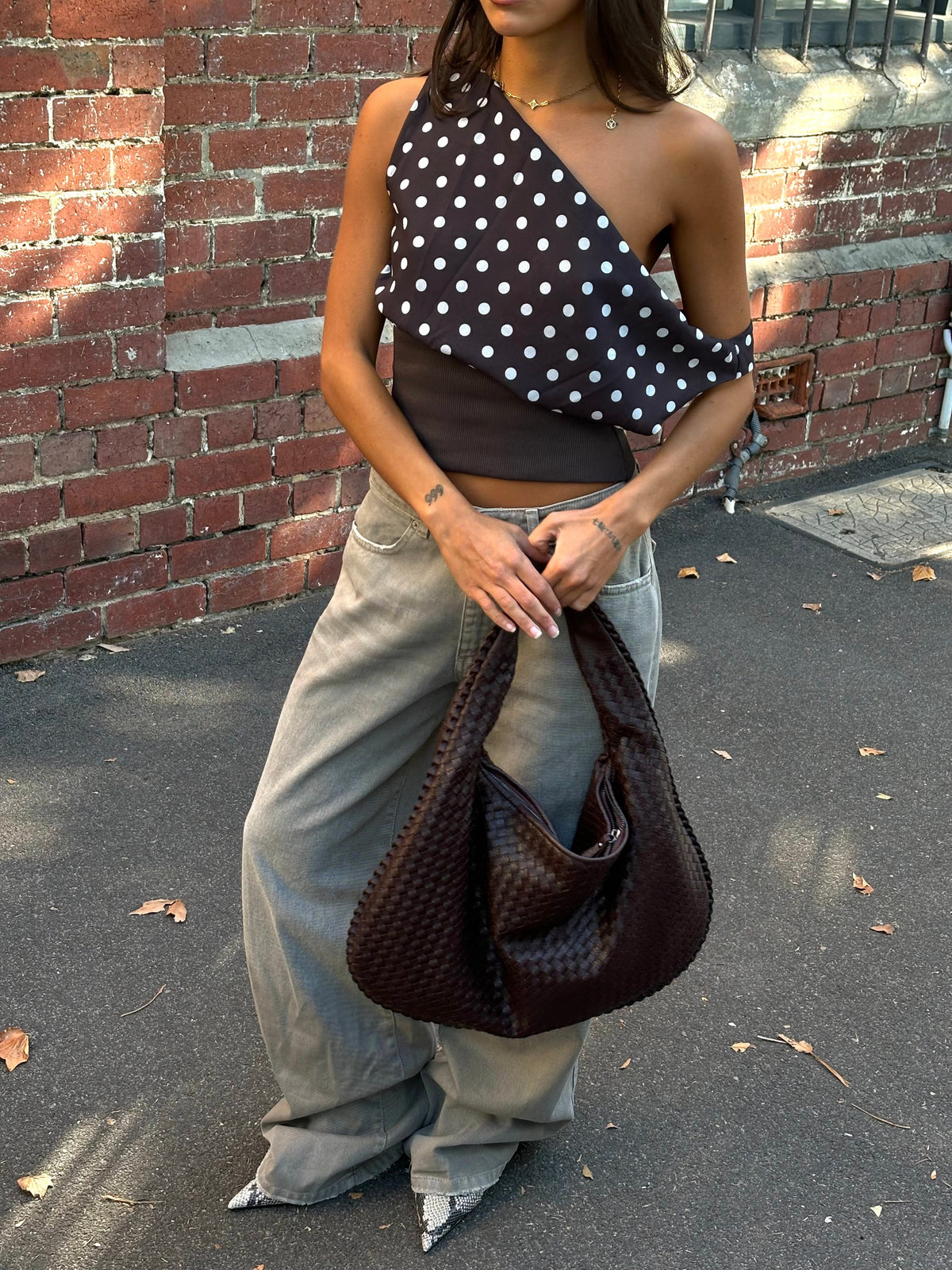 Kimmie Top a Pois - Marrone/Bianco