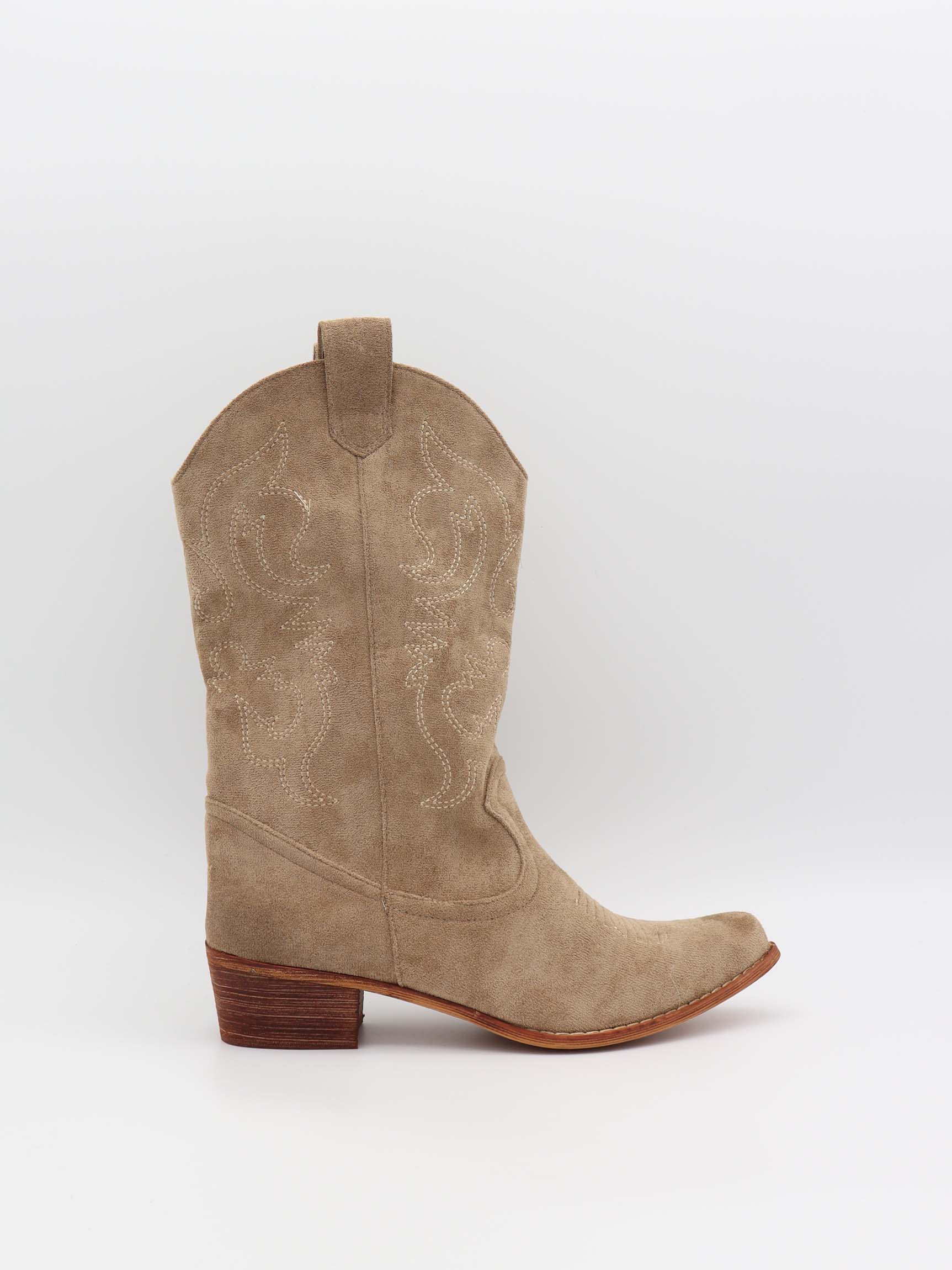 Botas cowboy Bassau en ante símil beige
