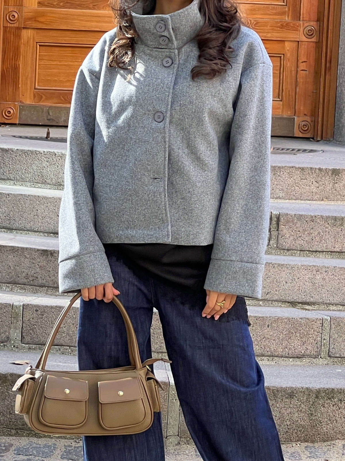 Clea High Neck Jacket - Grigio