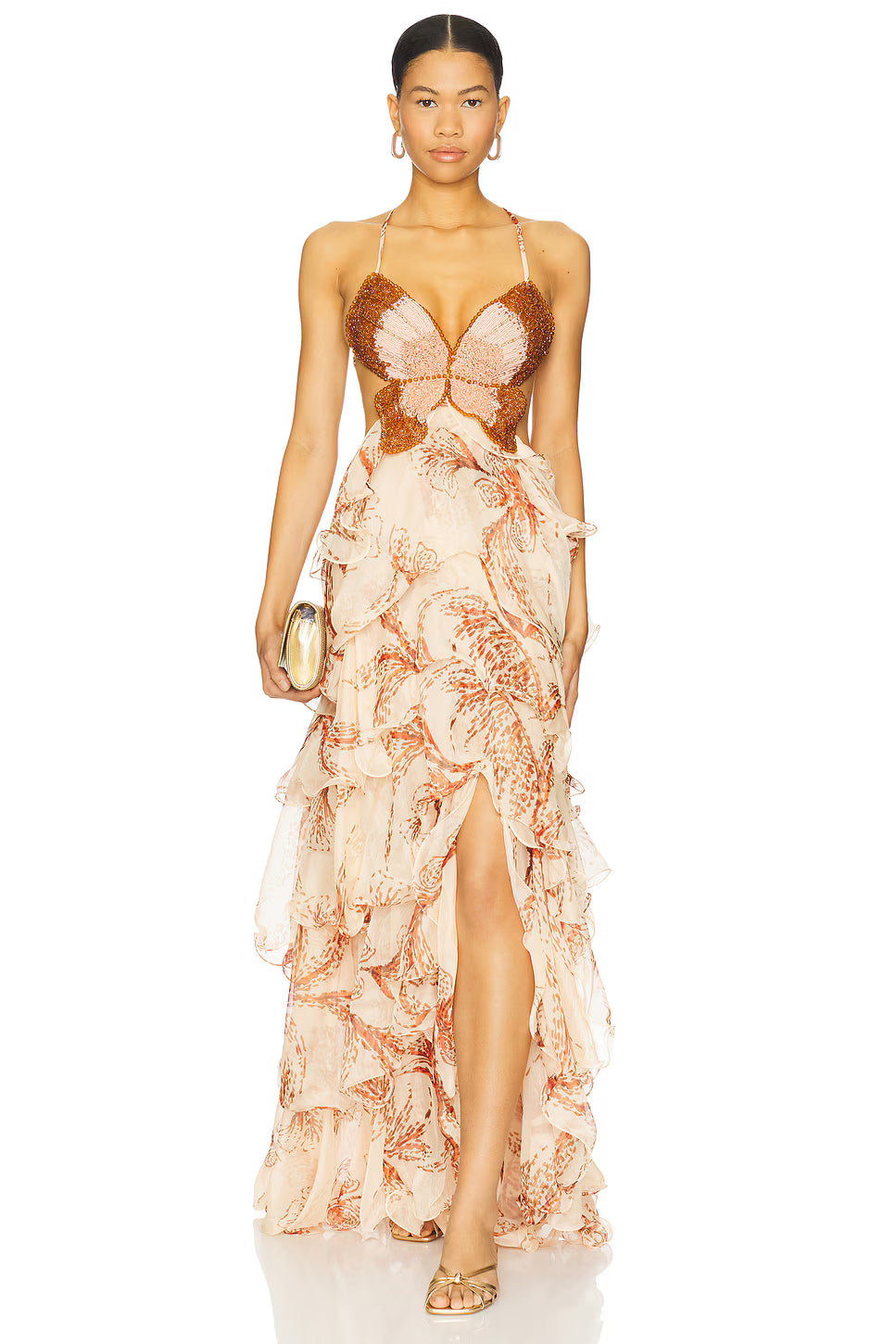 Vestido Maxi con mariposas al atardecer