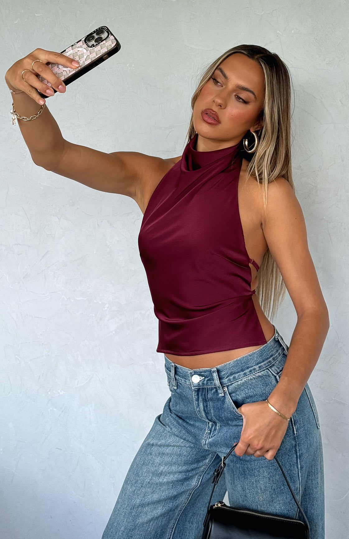 El tiempo pasa top halter merlot