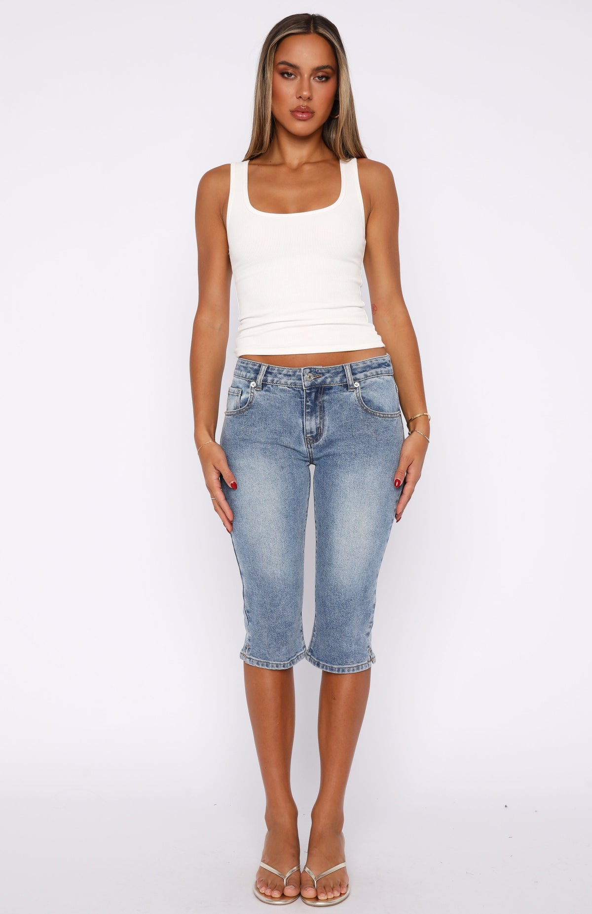 Annie Low Rise Capri Jeans Vintage Light Blue