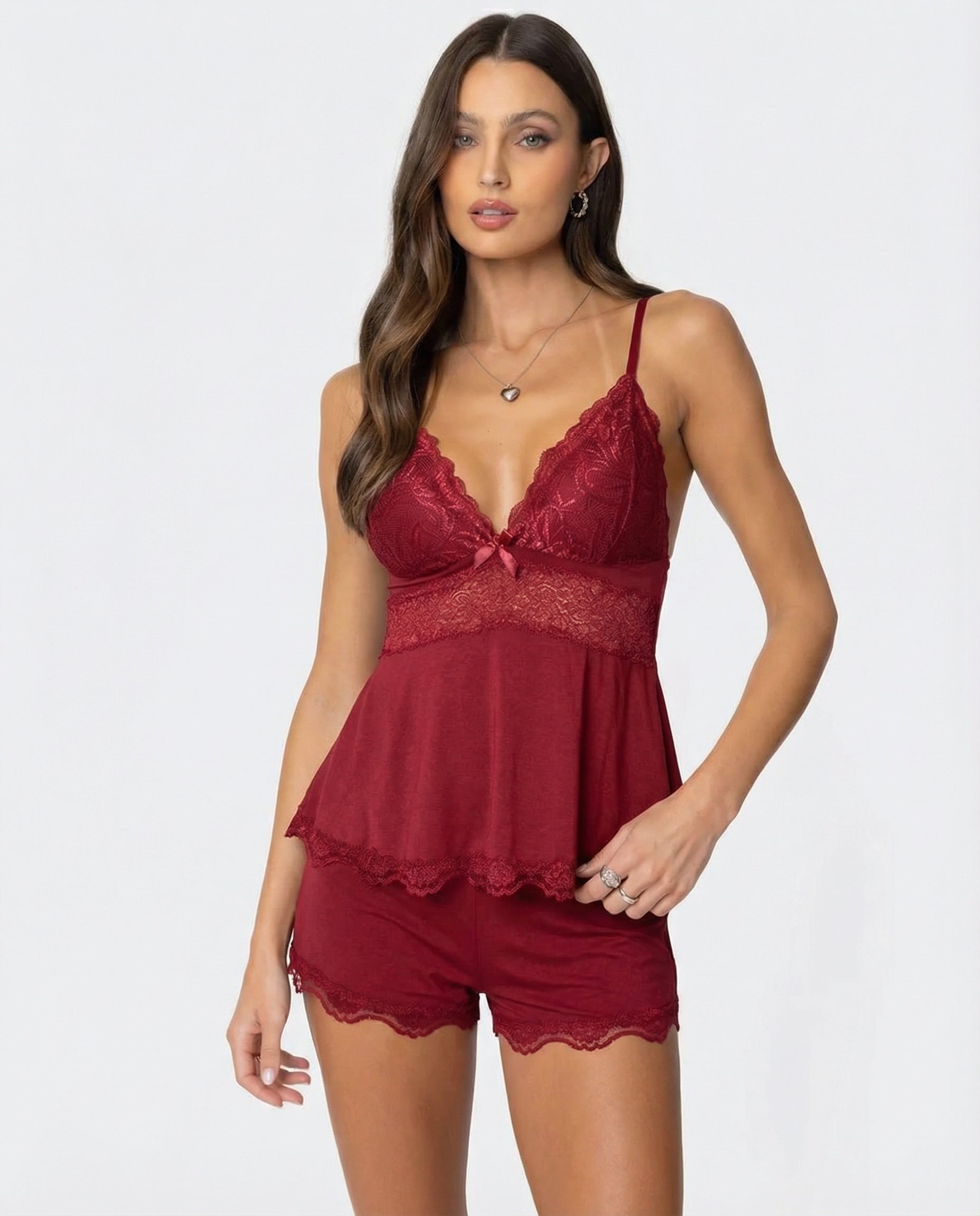 Conjunto de encaje de beso de medianoche