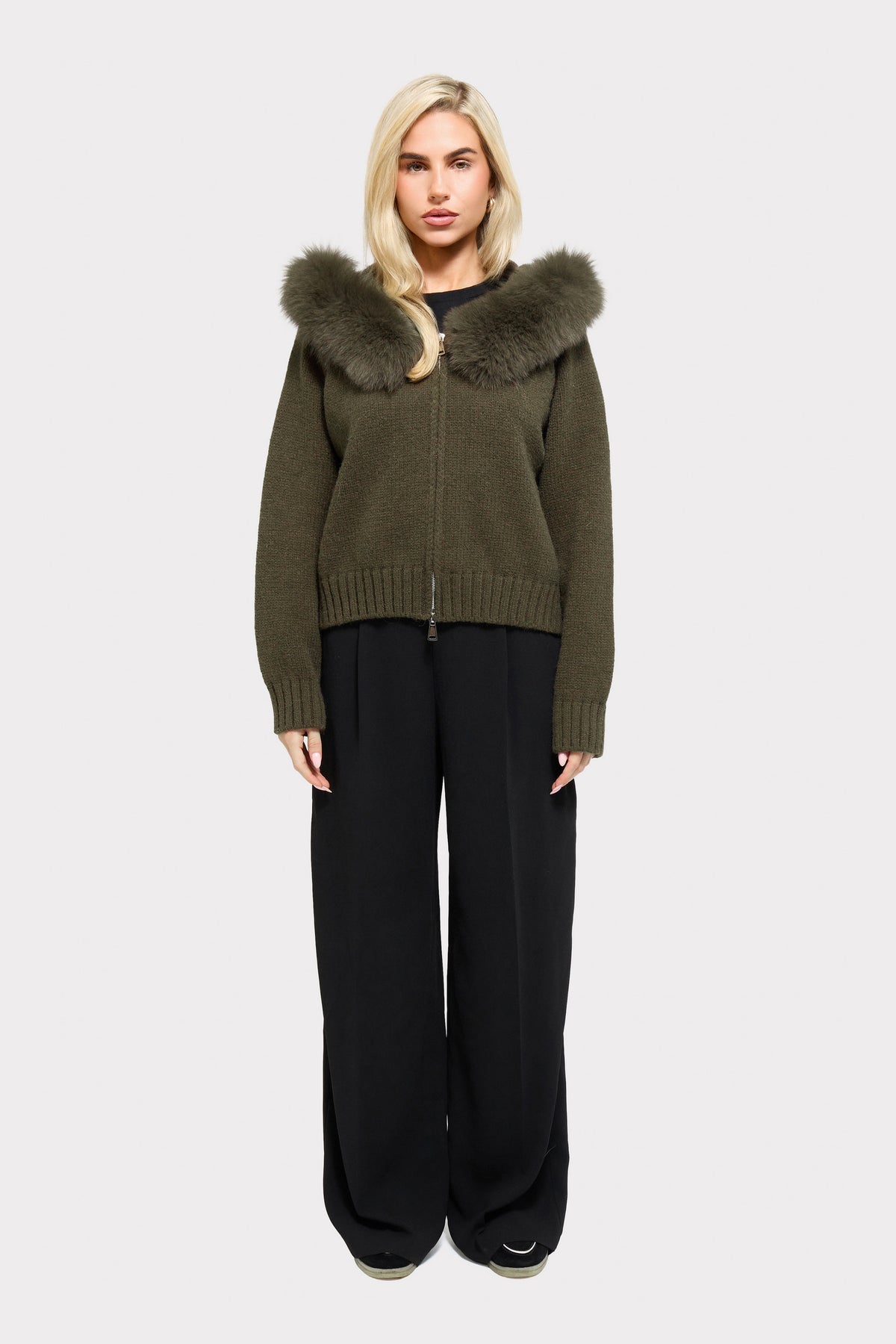 Cannes Zip Cardigan - Kaki
