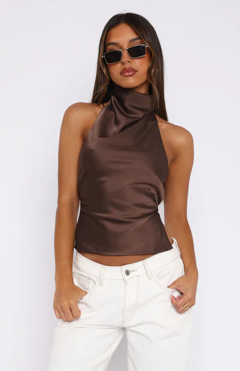 Time Passes Halter Top Merlot