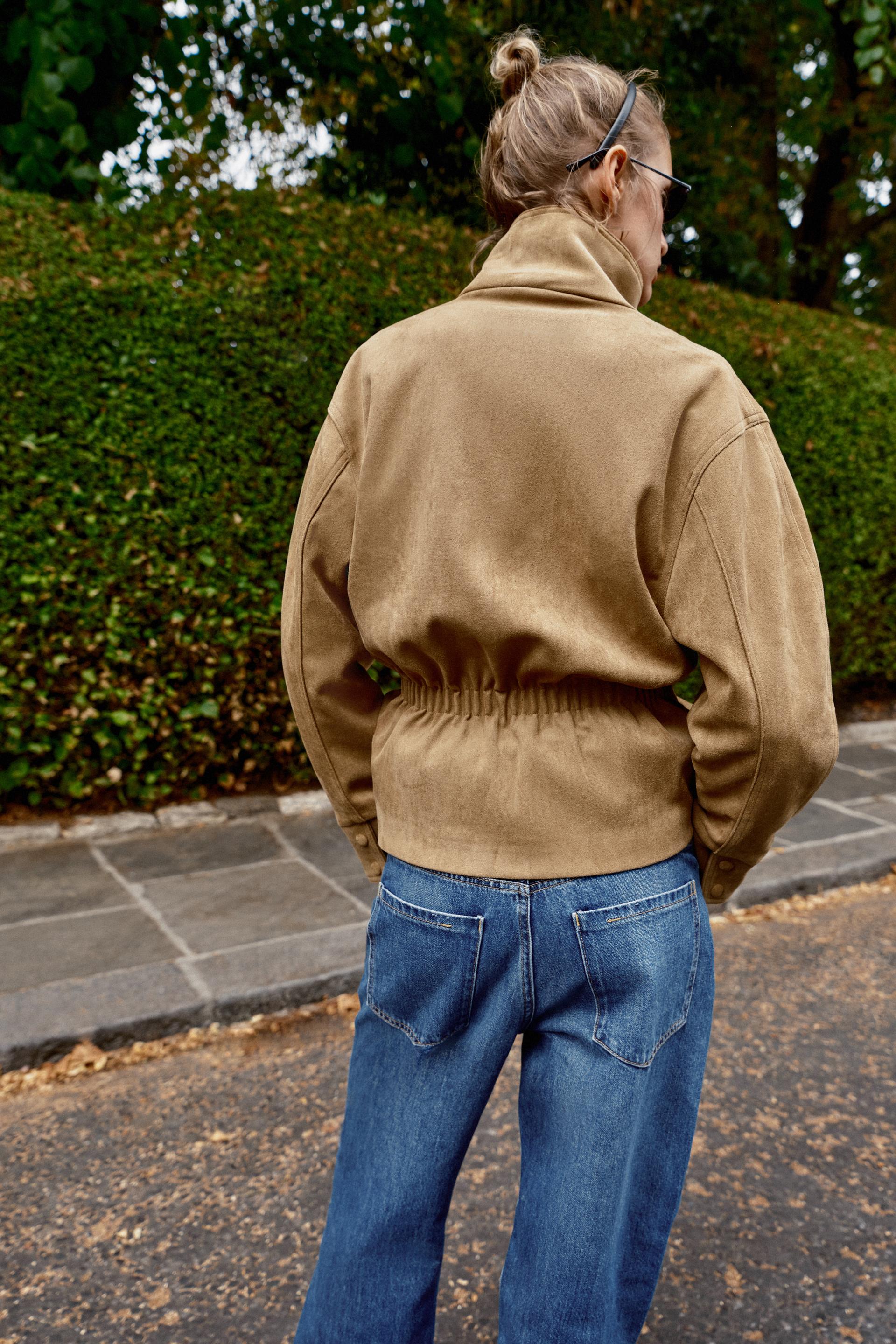 Faux Suede Belted Jacket