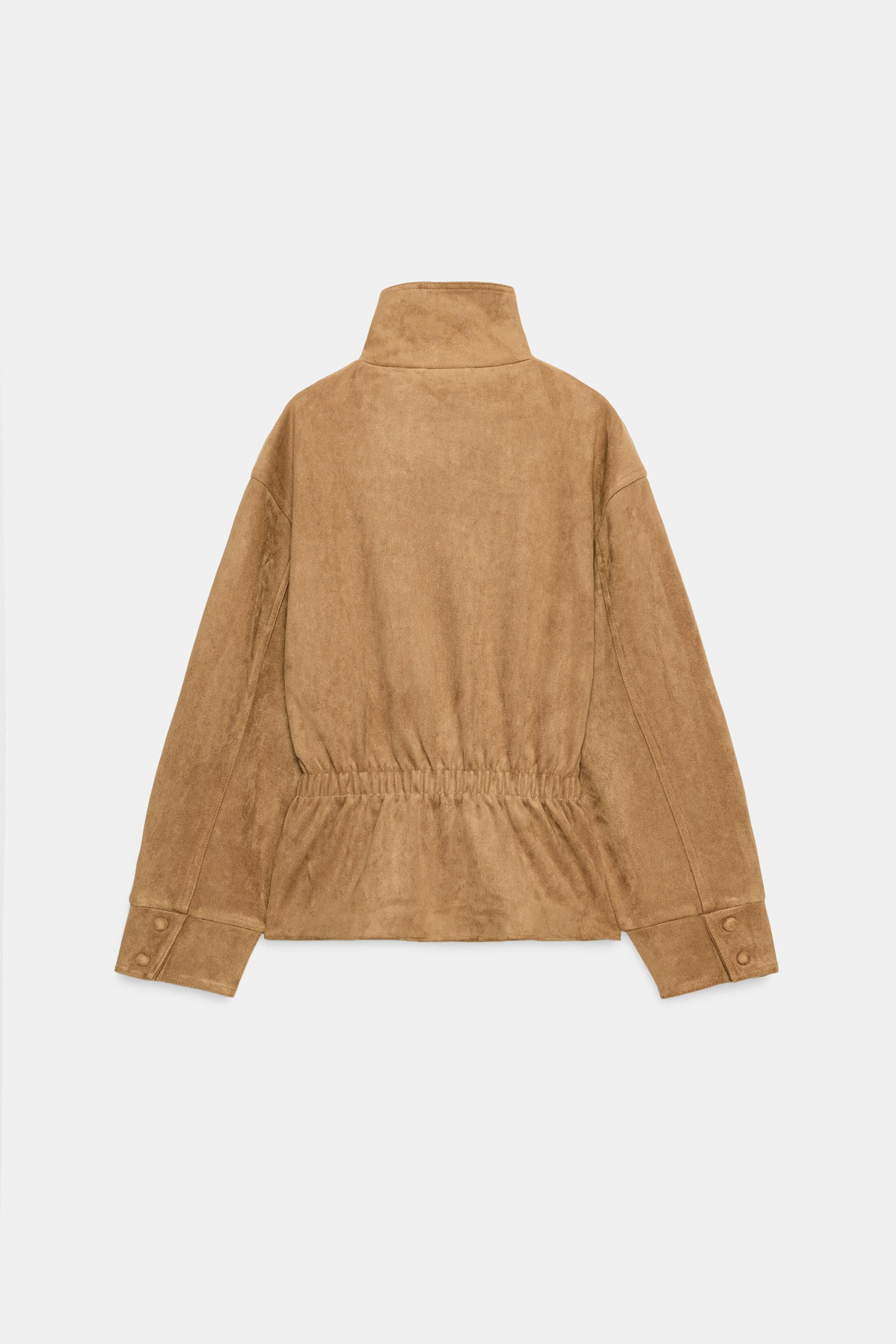 Faux Suede Belted Jacket