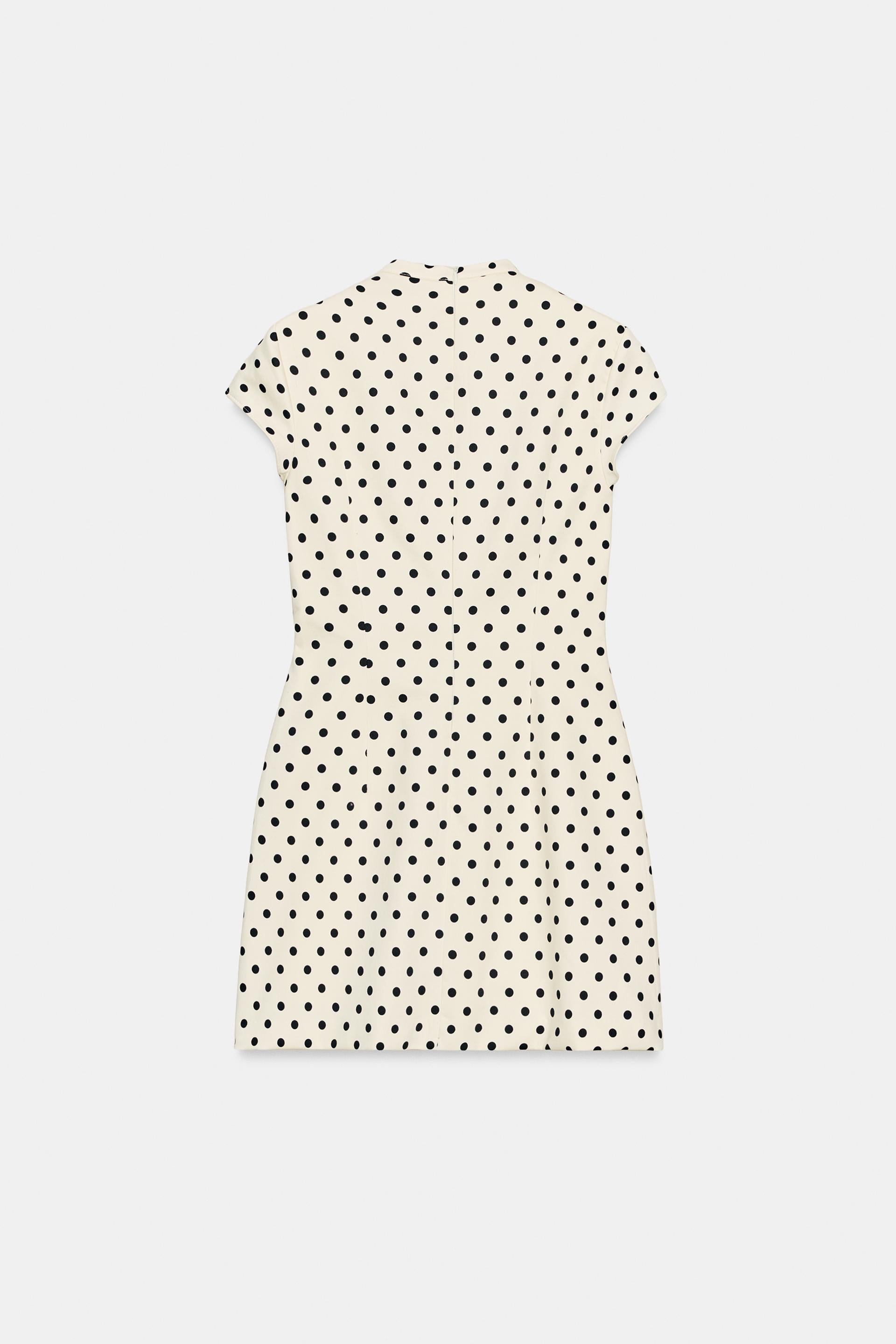 Vestito Mini Bianco a Pois con Fiocco