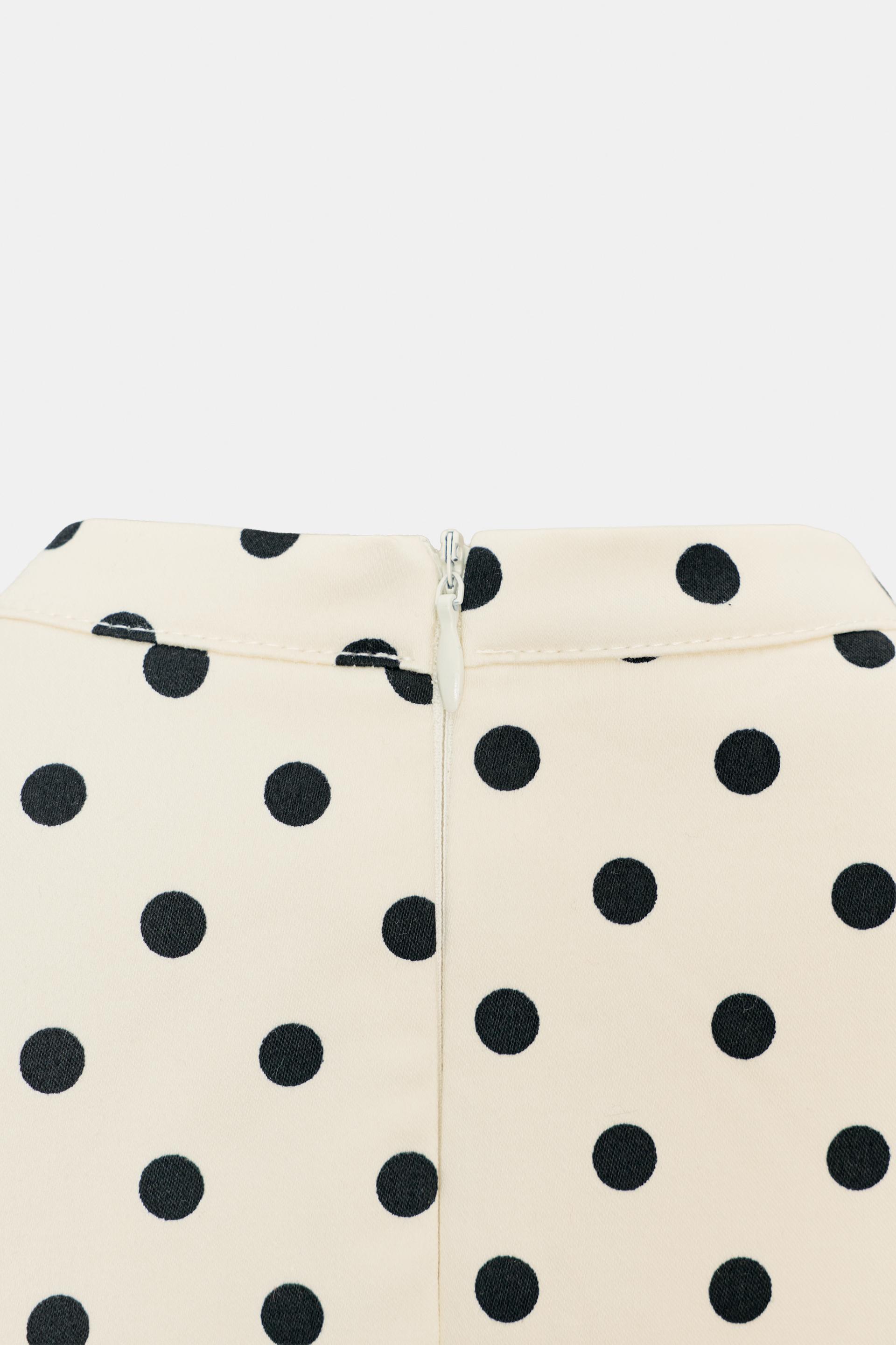 Vestito Mini Bianco a Pois con Fiocco