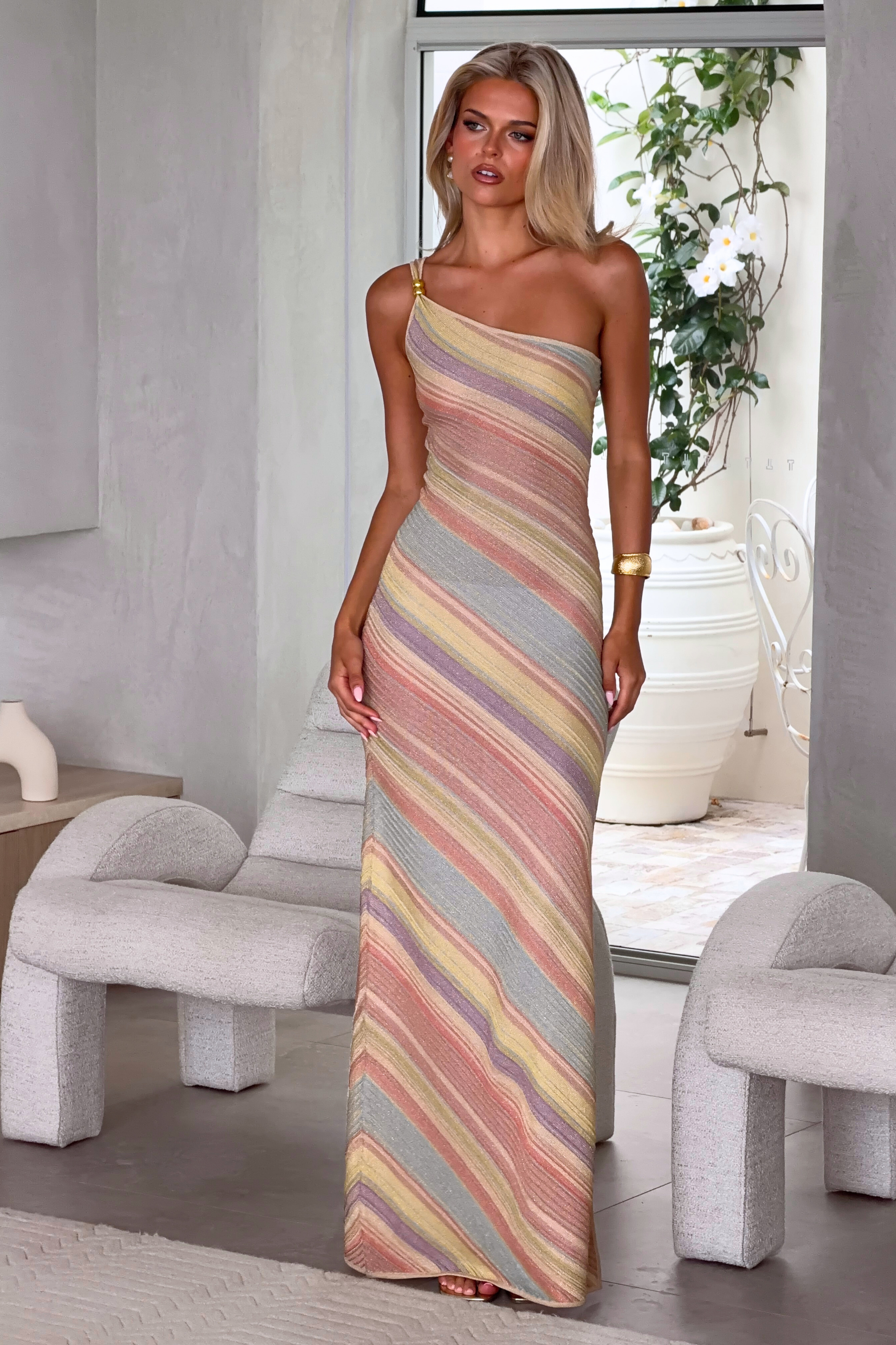 Milan Maxi Dress - Righe Pastello