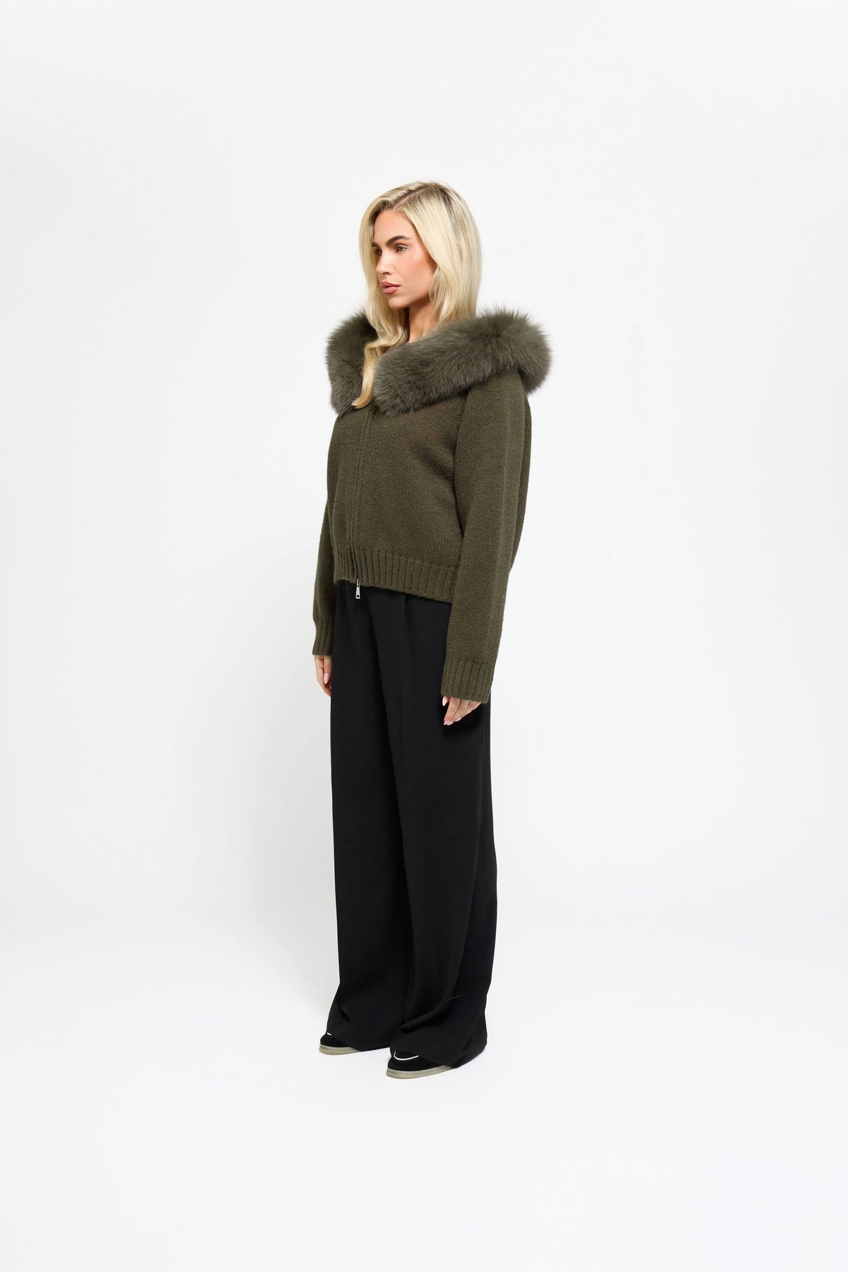 Cannes Zip Cardigan - Kaki