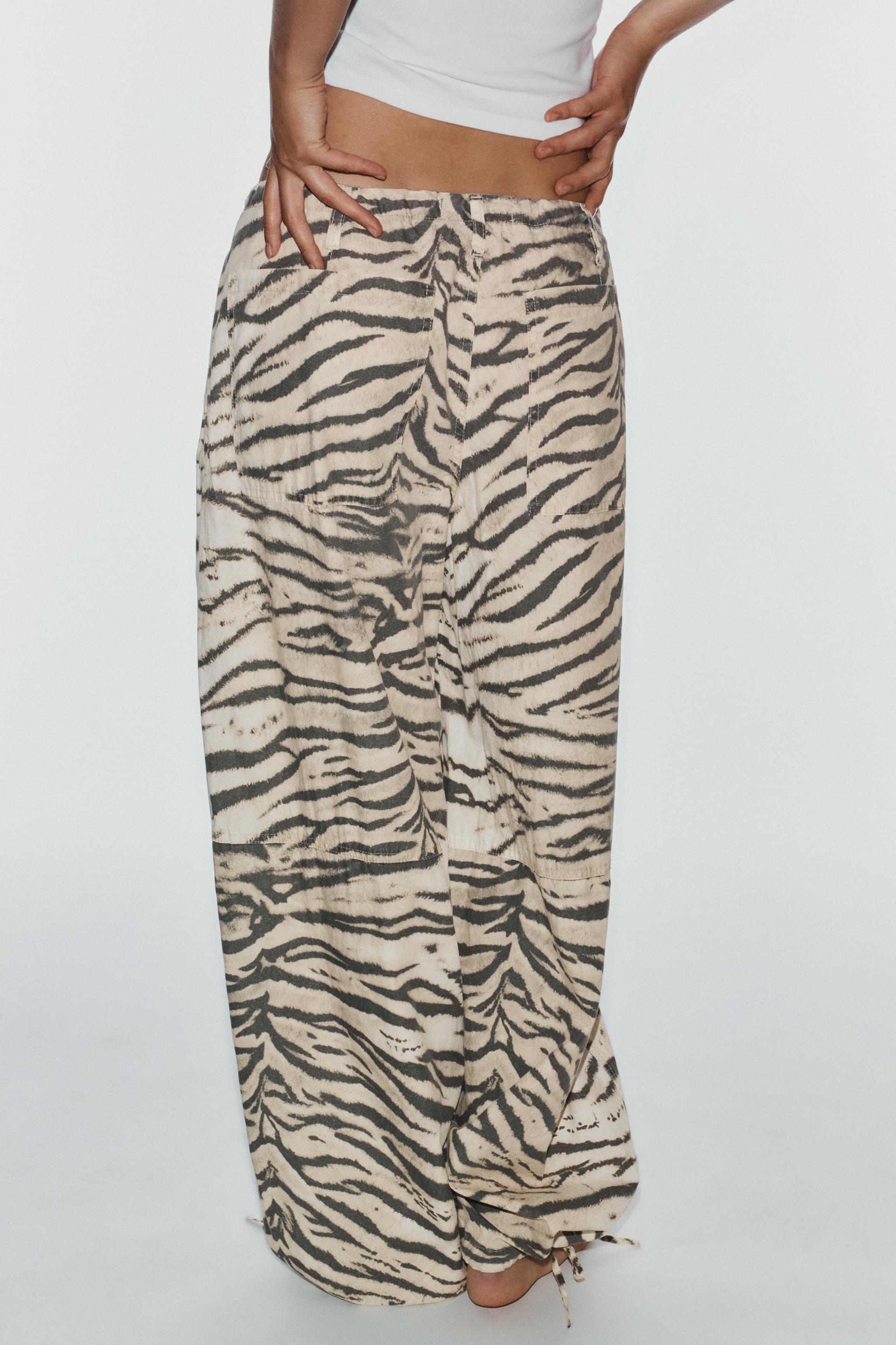 Animal Print Wide-Leg Trousers