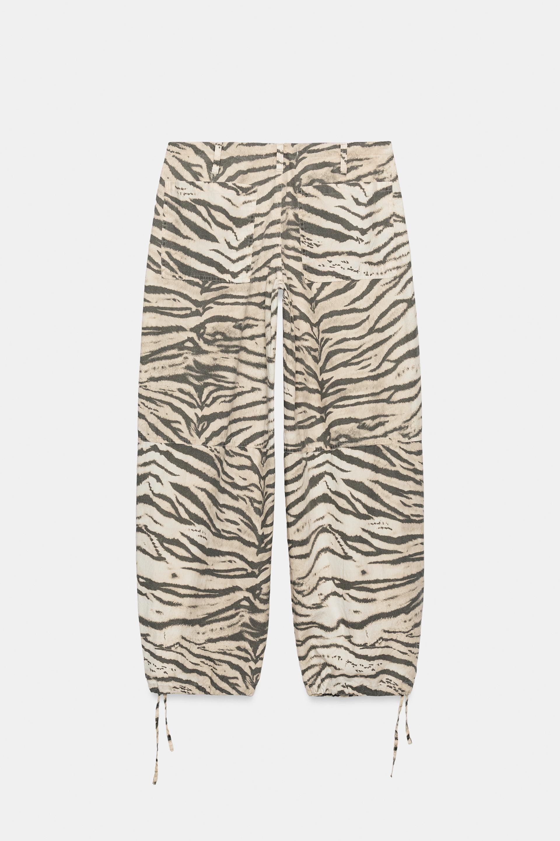 Animal Print Wide-Leg Trousers