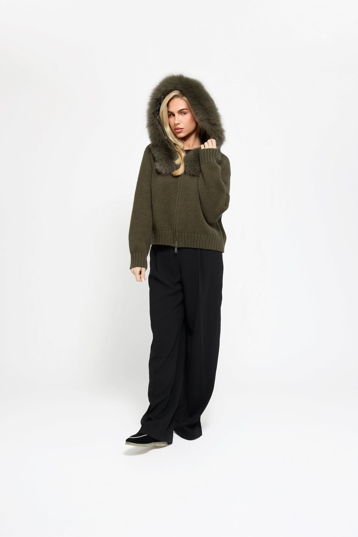 Cannes Zip Cardigan - Kaki