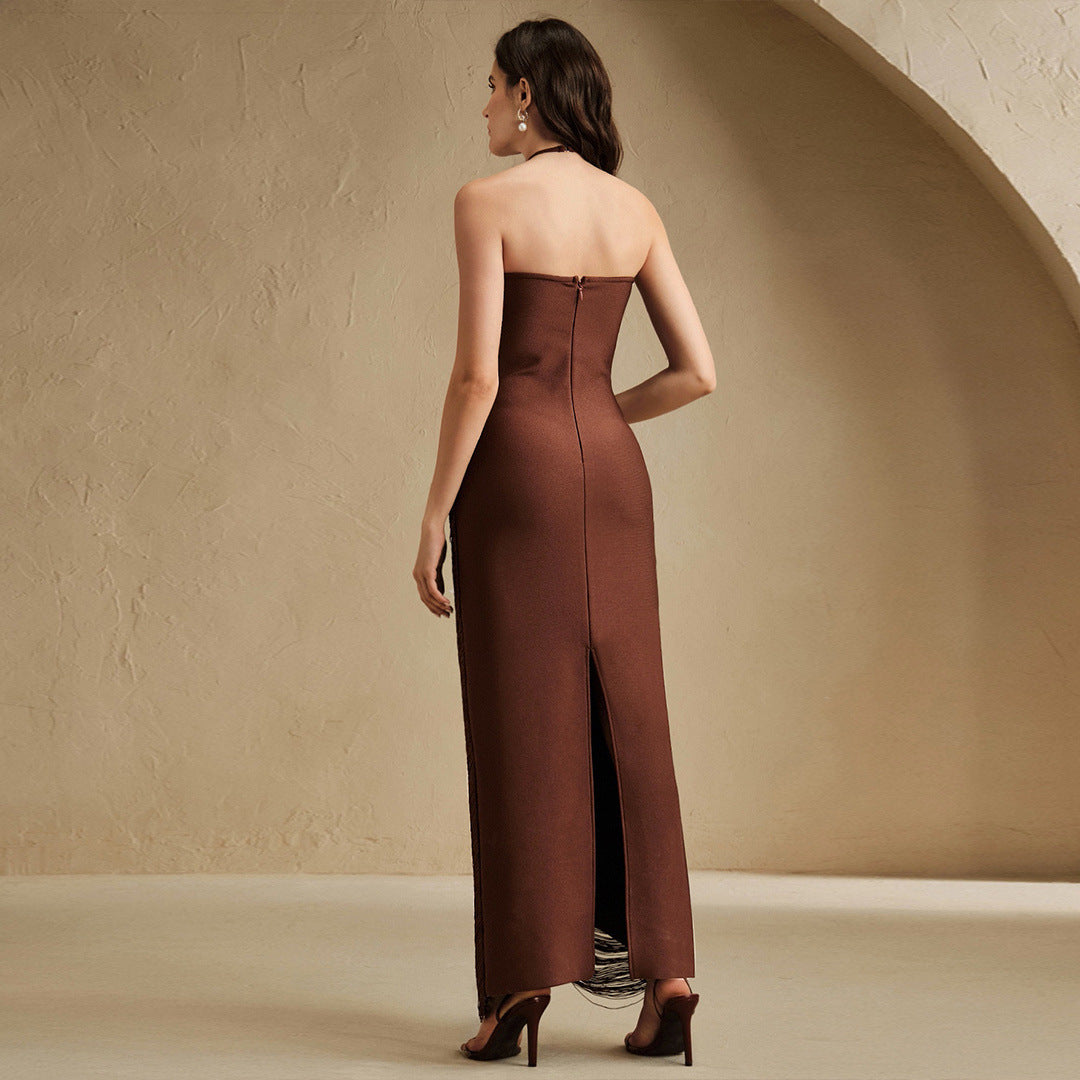 Seraphina Draped Fringe Maxi Gown