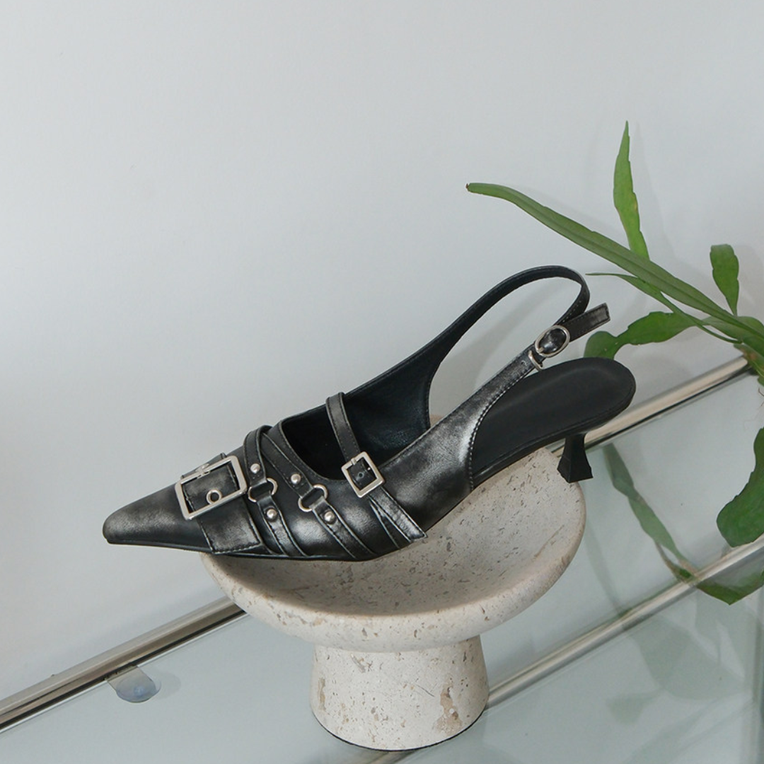Selvota Sandalo Slingback con Tacco - Argento