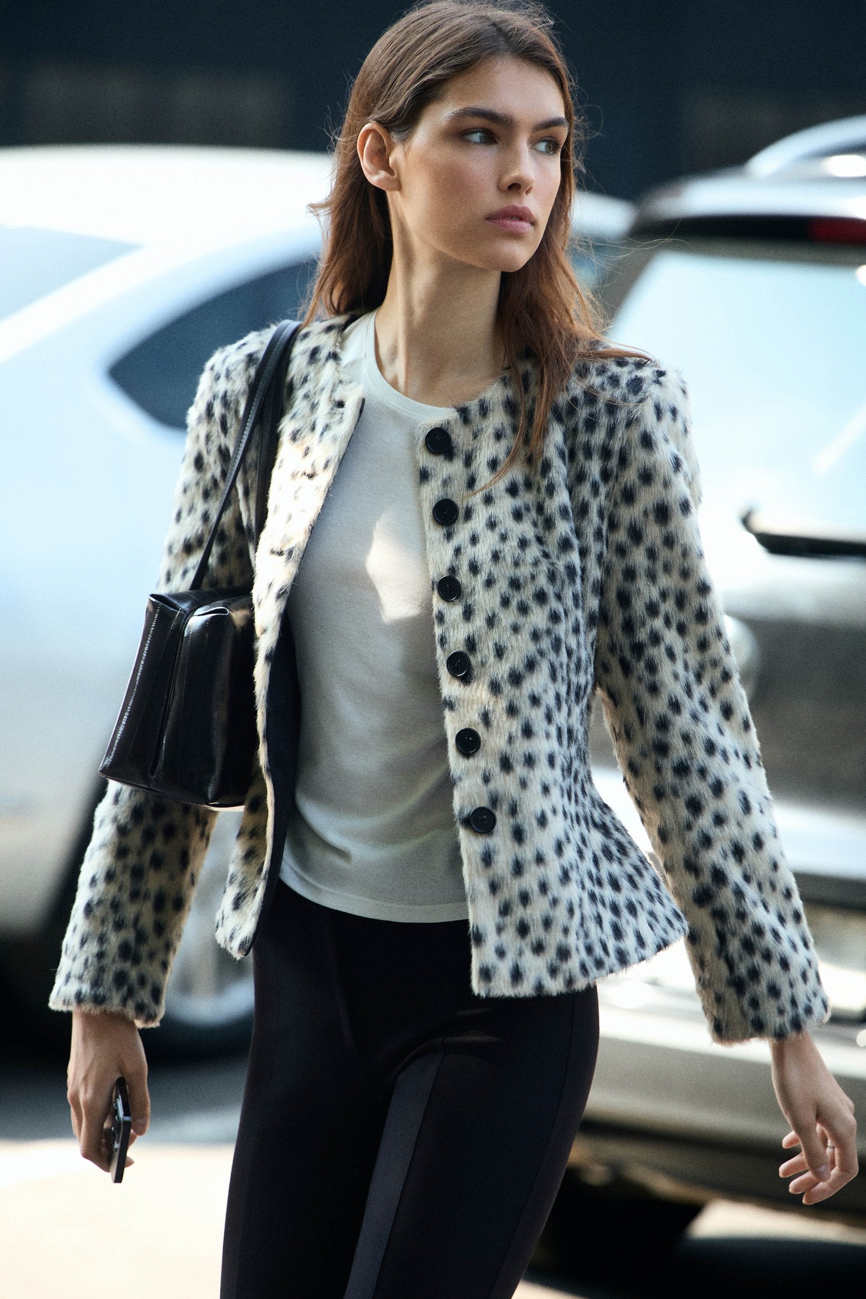 Blazer Effetto Pelliccia Leopardato