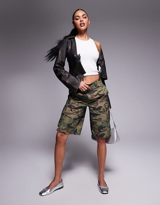 Pantaloncini Cargo Camouflage Courtside - Verde