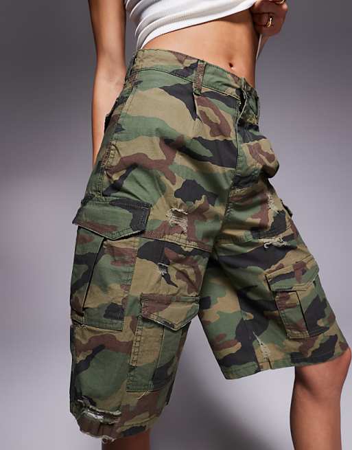 Pantaloncini Cargo Camouflage Courtside - Verde