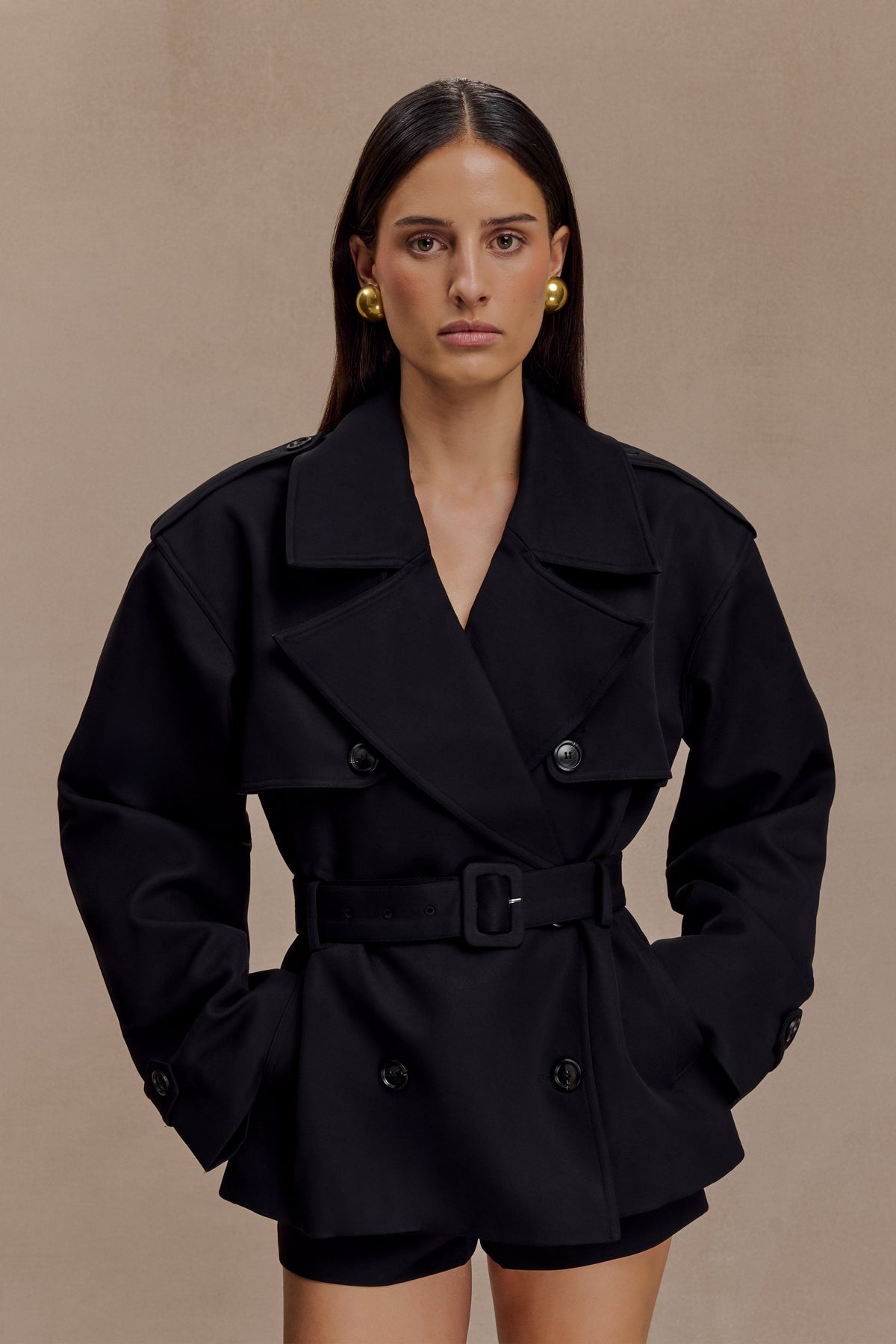 Alden Short Trench Jacket - Nero