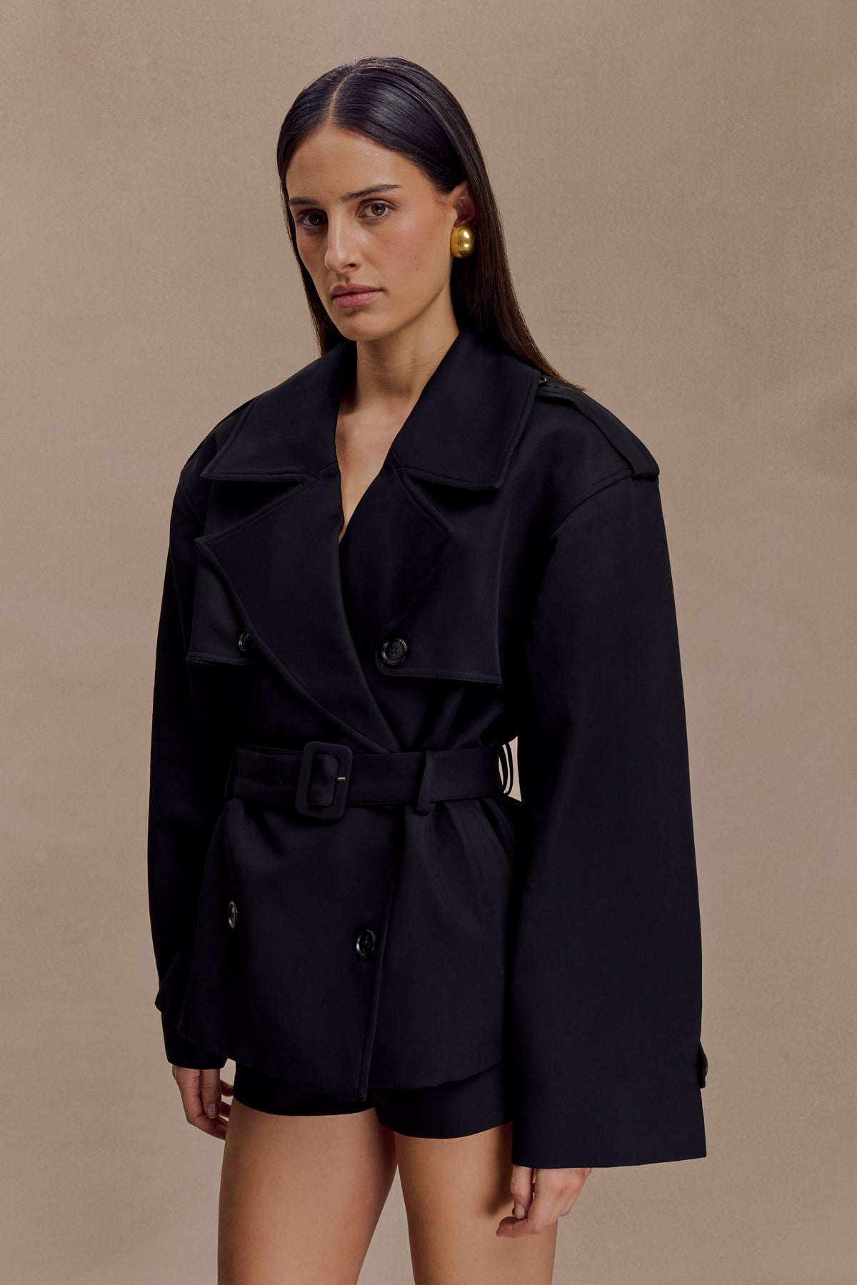 Alden Short Trench Jacket - Nero