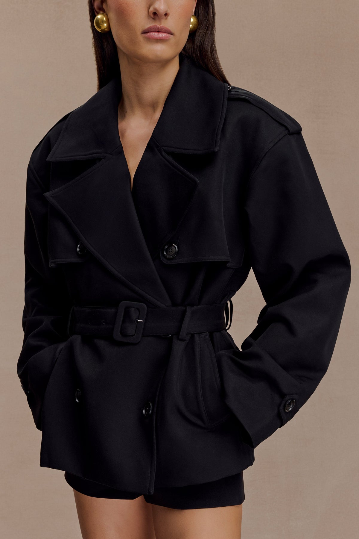 Alden Short Trench Jacket - Nero