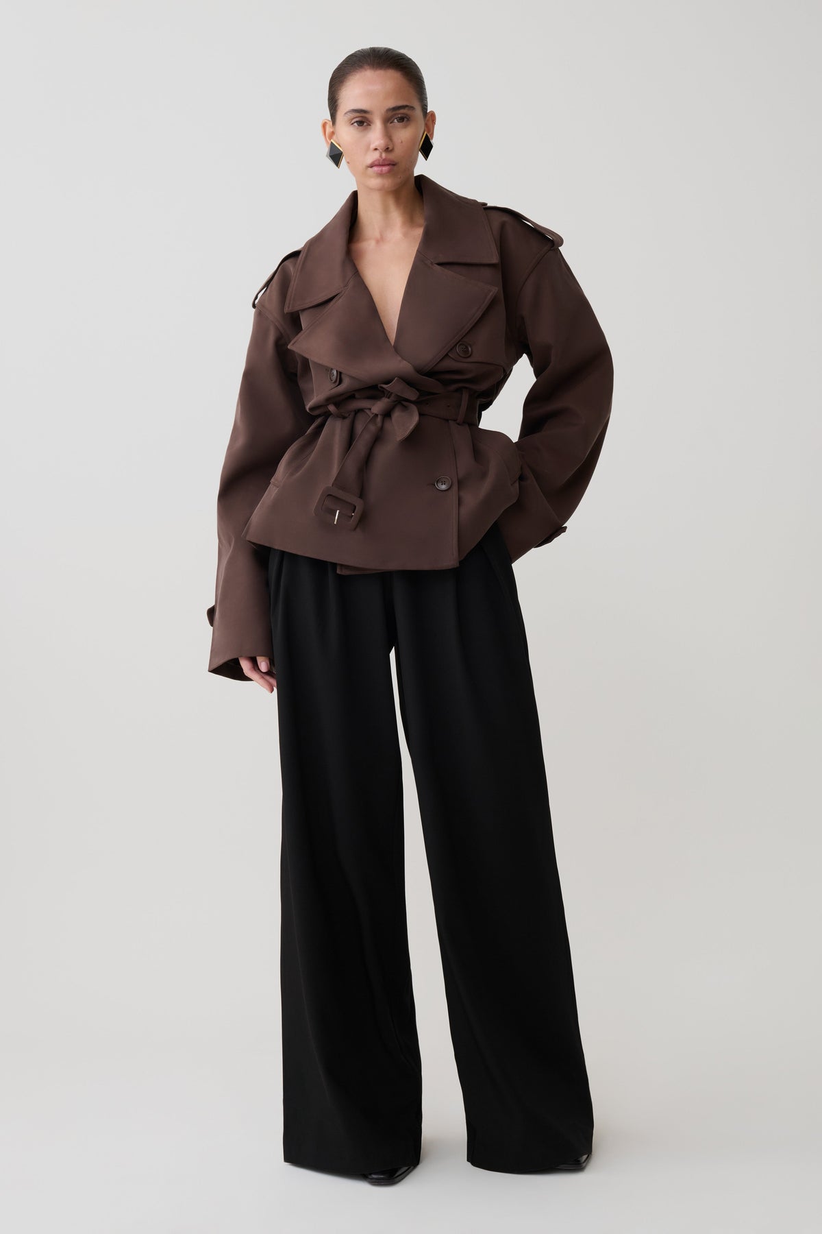 Alden Short Trench Jacket - Cioccolato