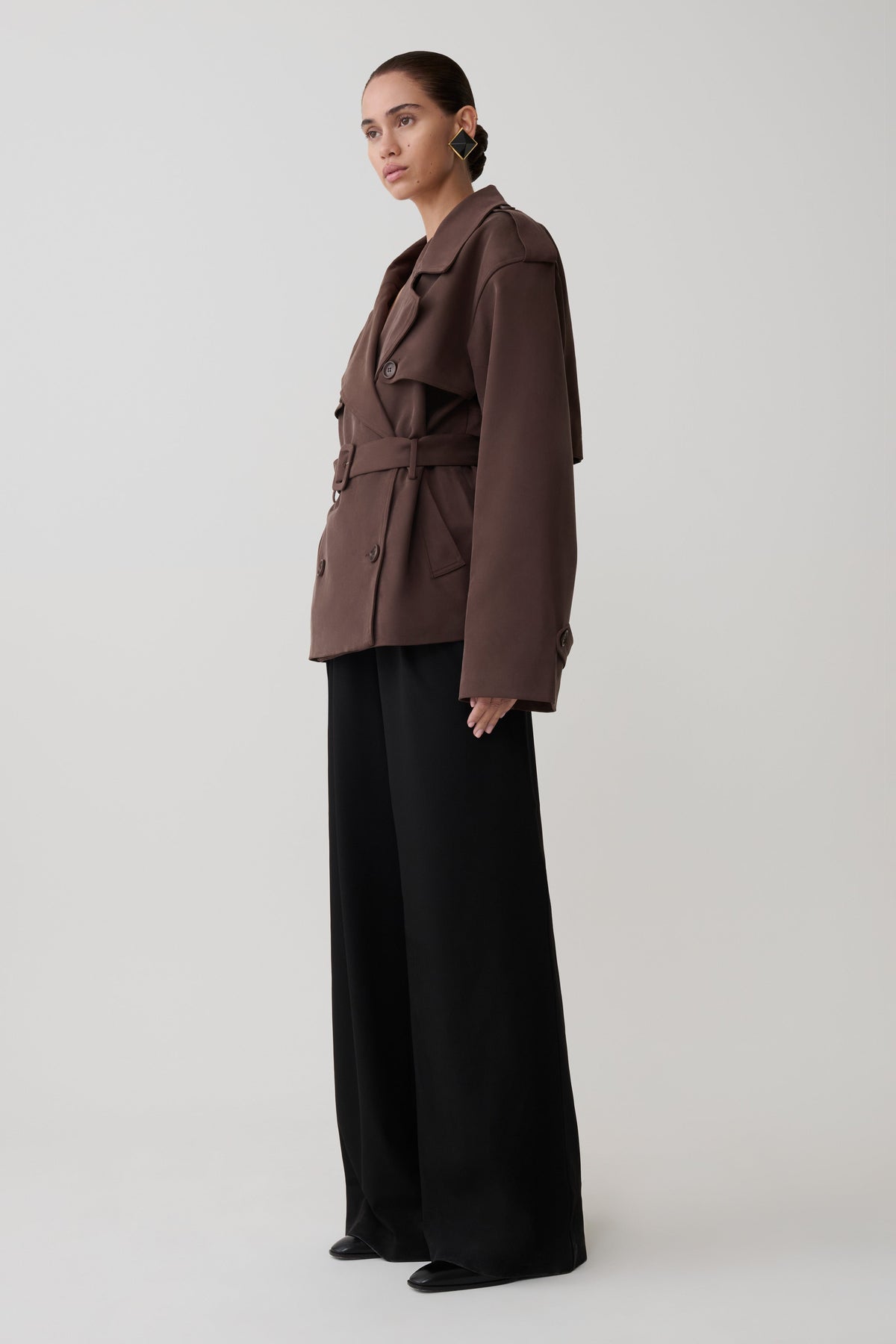 Alden Short Trench Jacket - Cioccolato