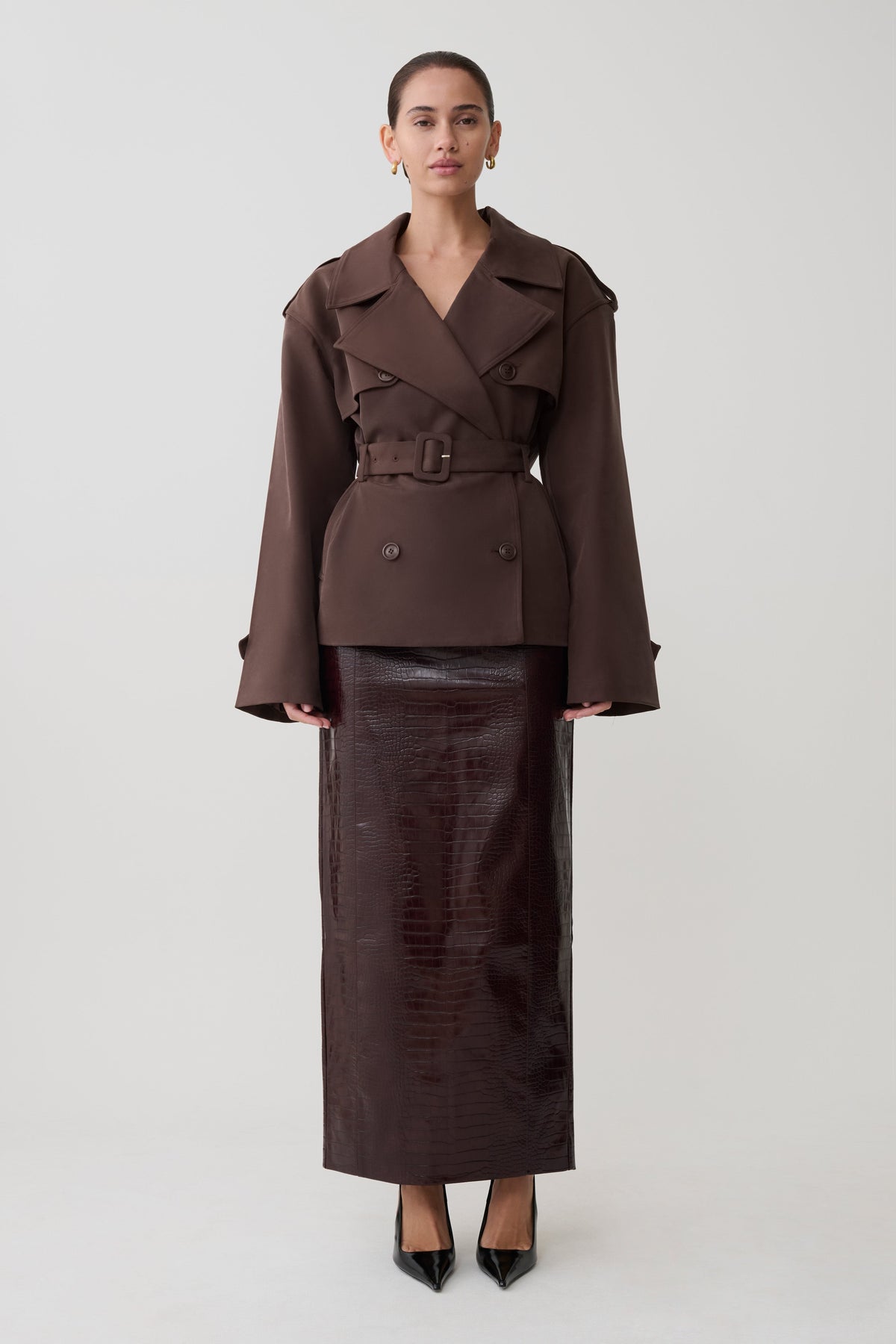 Alden Short Trench Jacket - Cioccolato