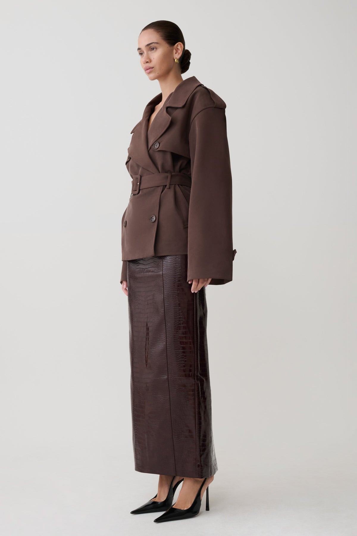 Alden Short Trench Jacket - Cioccolato