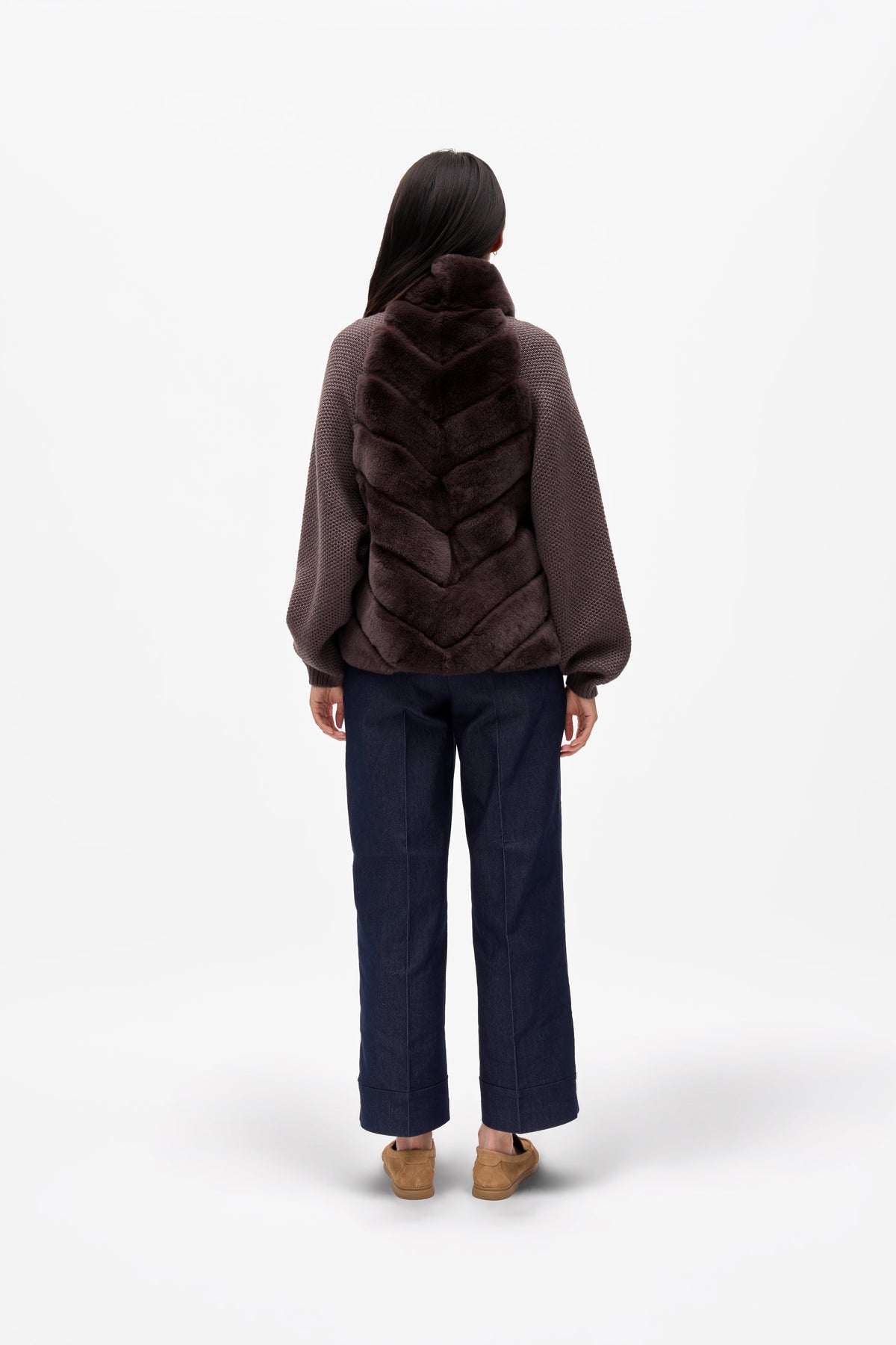 Milan Fur Panel Jacket - Uva