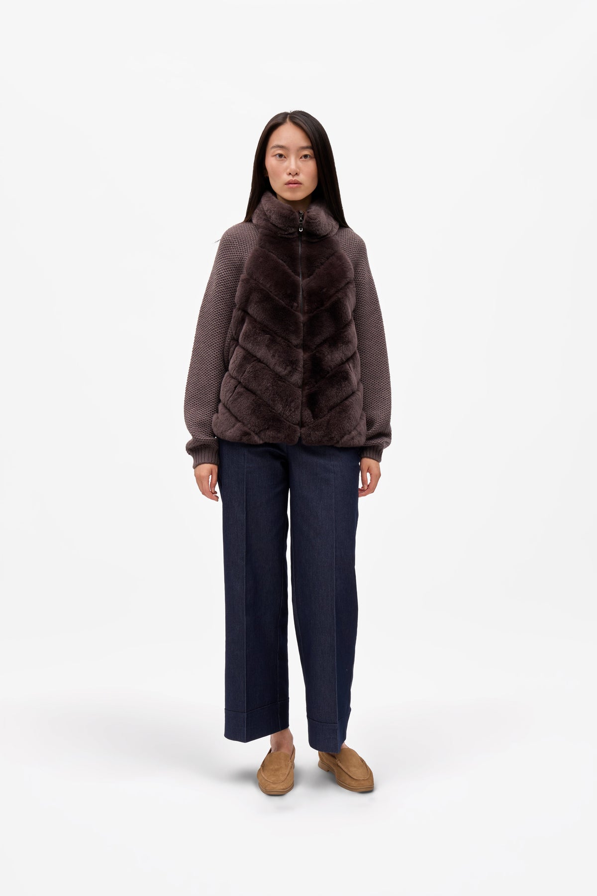Milan Fur Panel Jacket - Uva