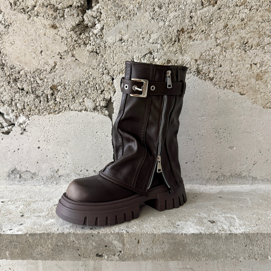 Marveena Stivale Platform con Risvolto