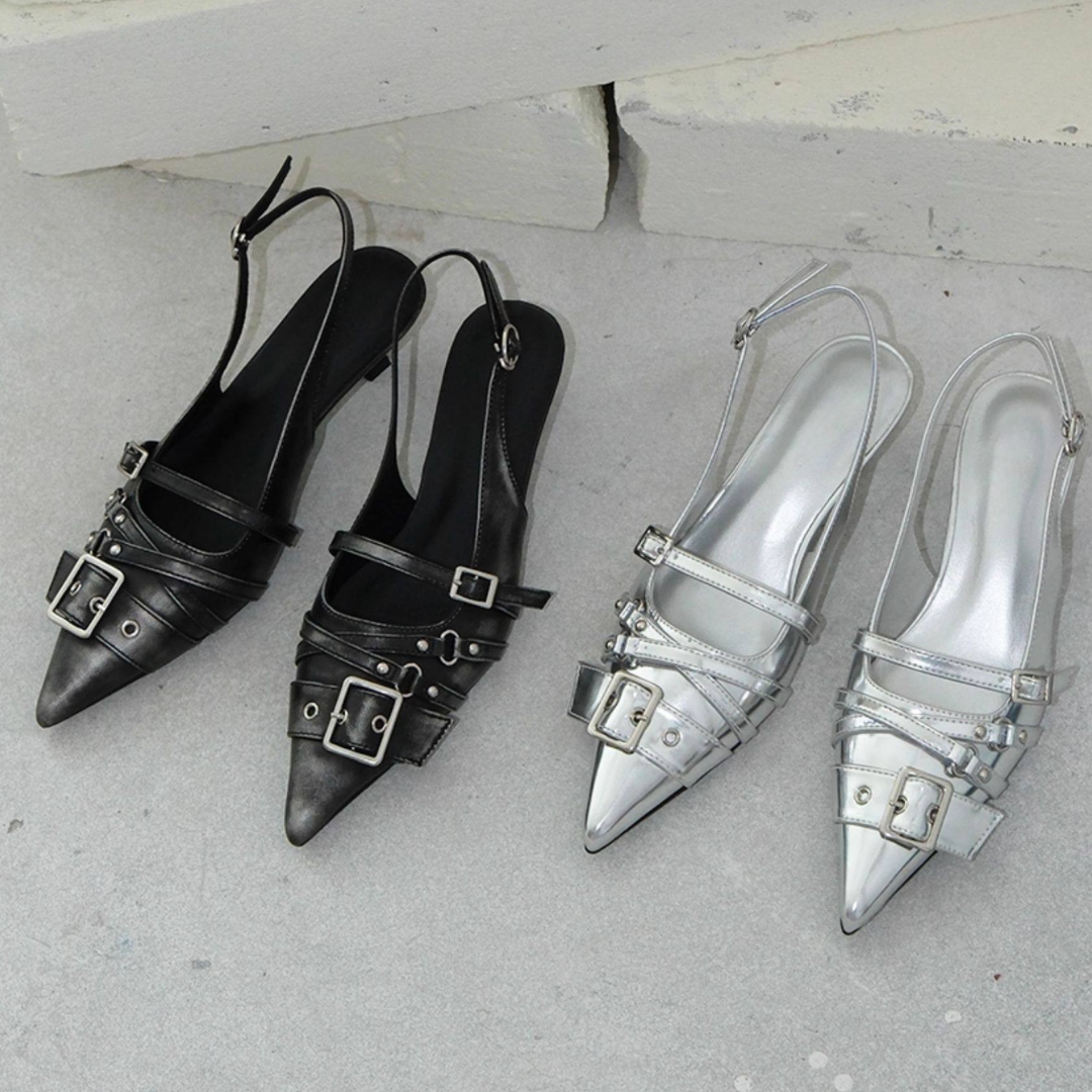 Selvota Sandalo Slingback con Tacco - Nero