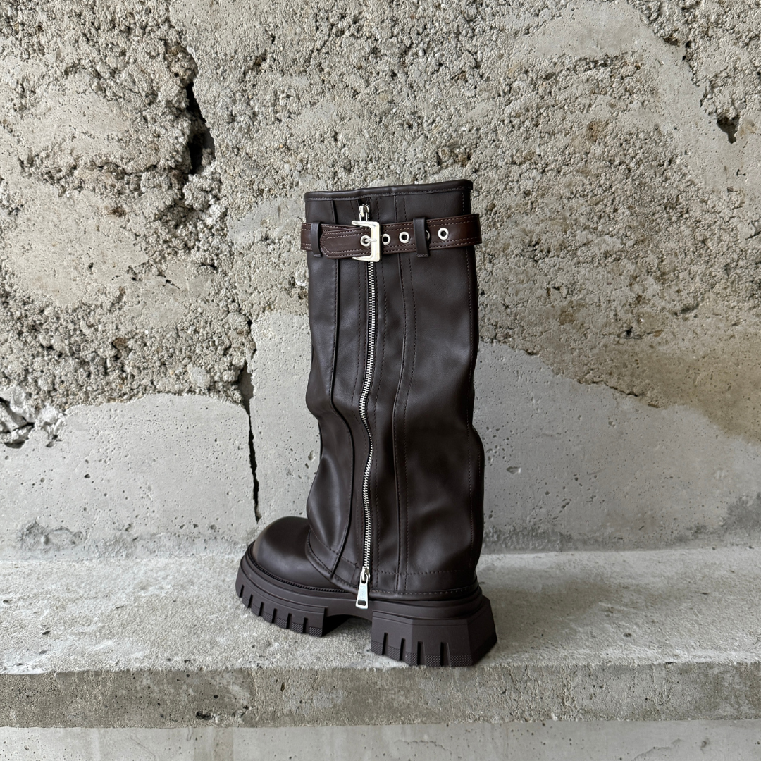 Marveena Stivale Platform con Risvolto