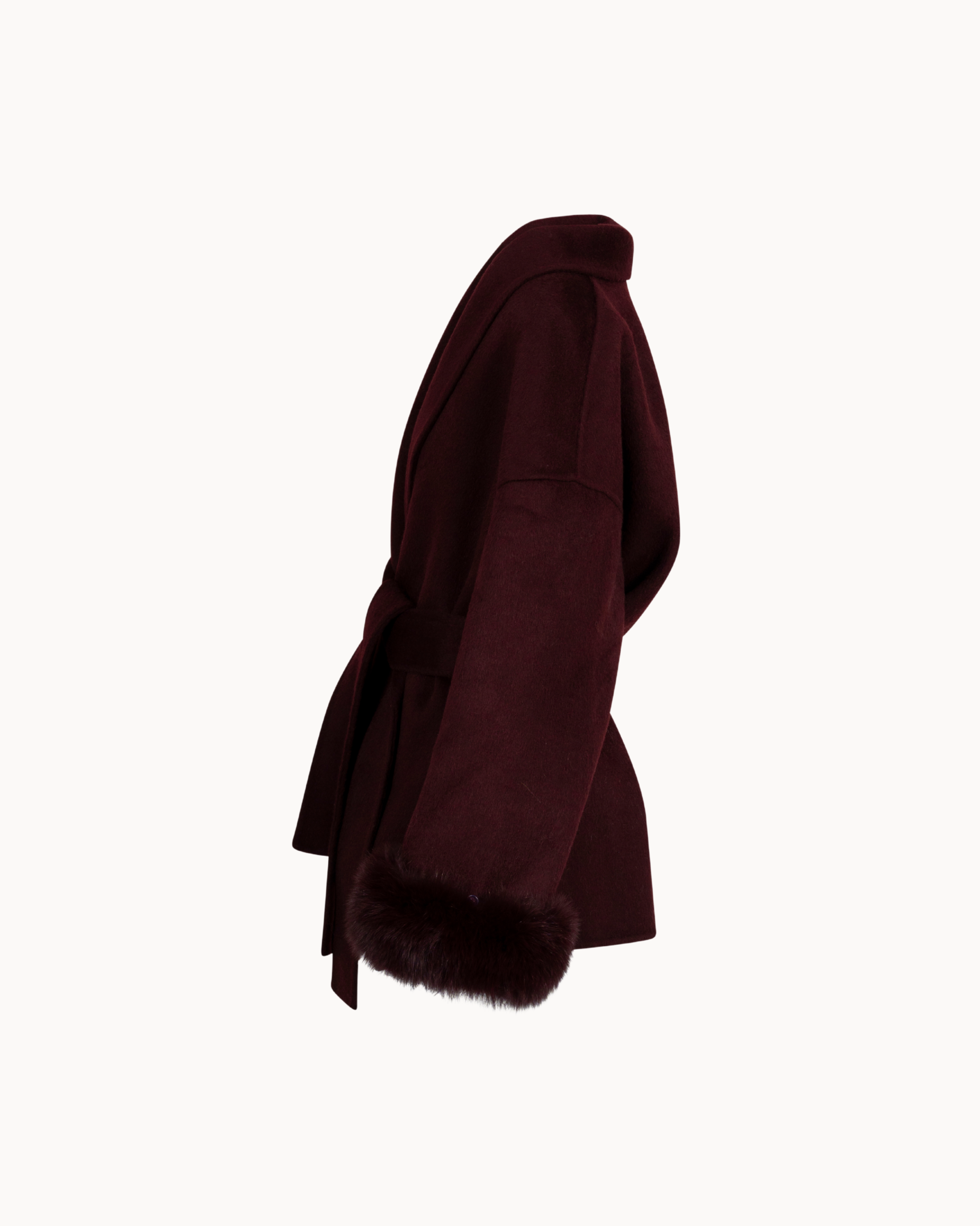 Sienna Fur Wrap Coat - Bordeaux