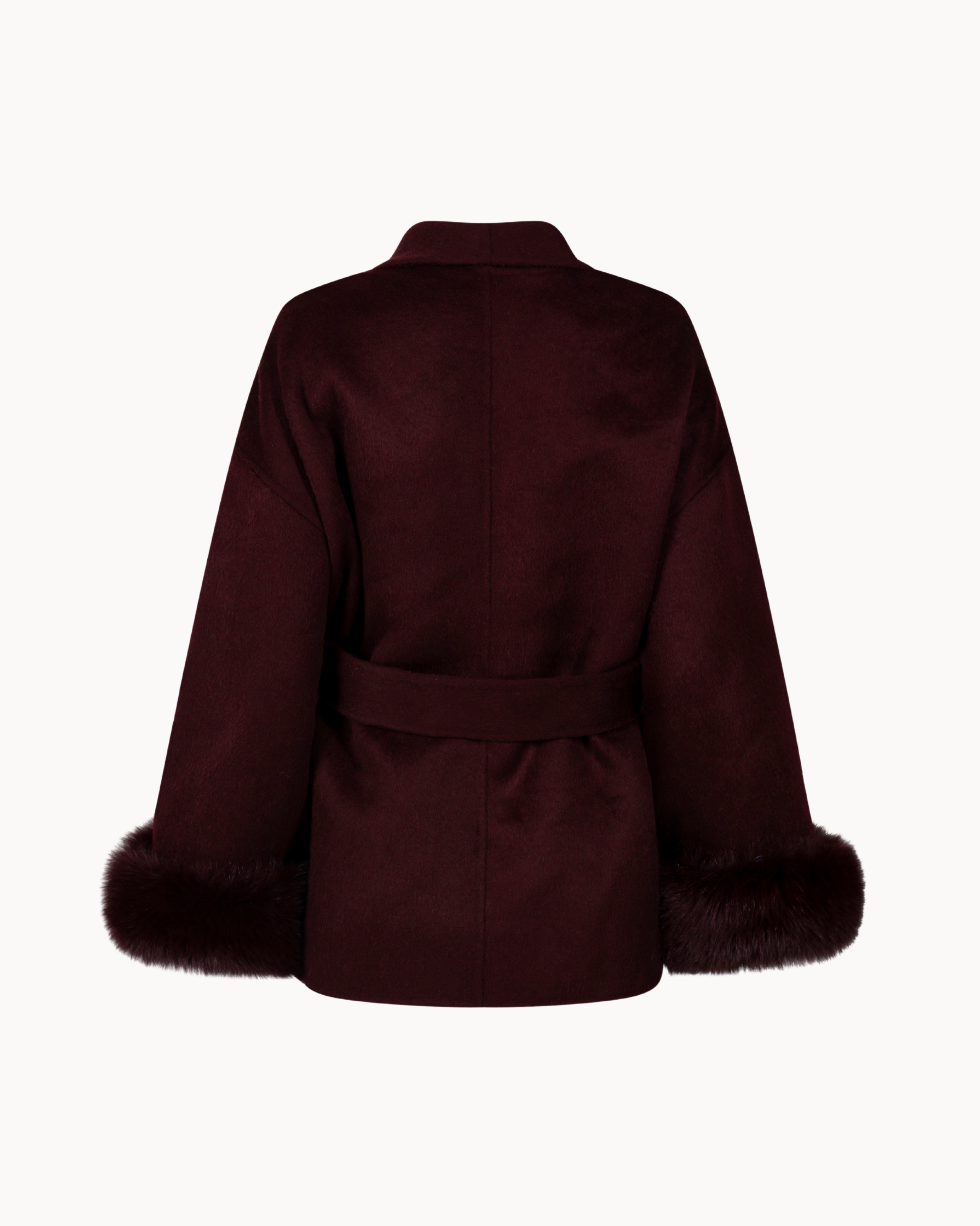 Sienna Fur Wrap Coat - Bordeaux
