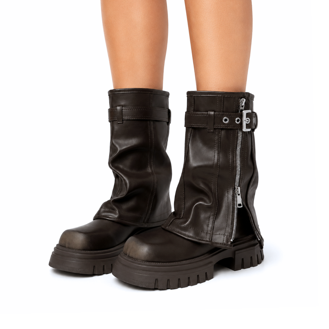 Marveena Stivale Platform con Risvolto