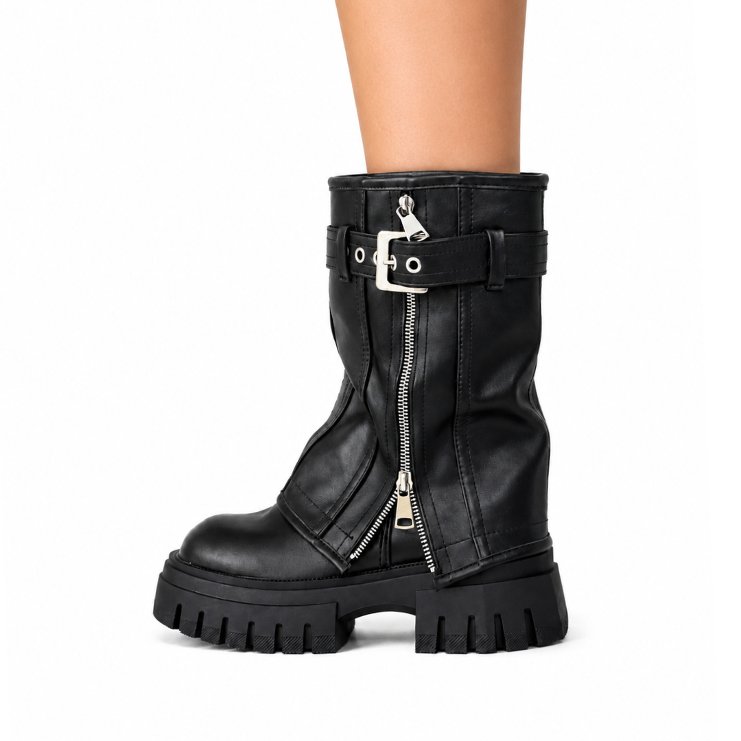 Marveena Stivale Platform con Risvolto