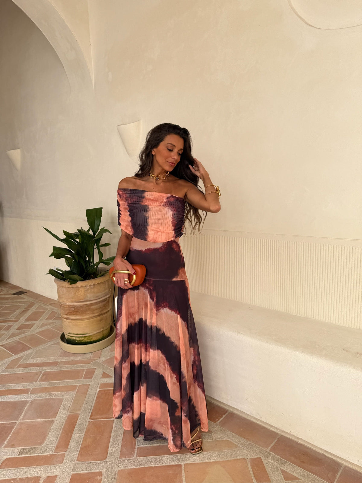 Toledo Dress - Arancione e Marrone