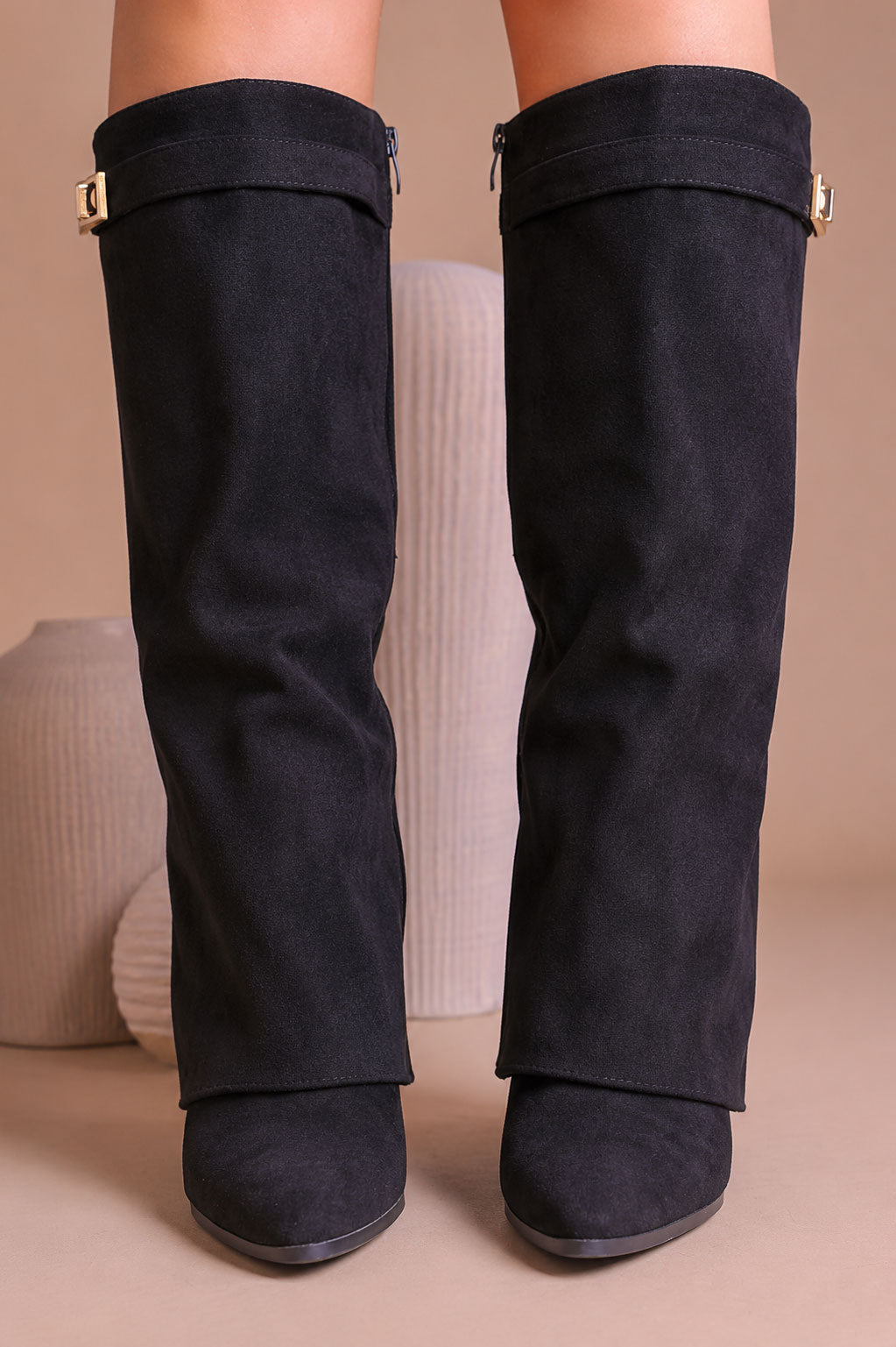 Fold Over Shark Boot - Nero