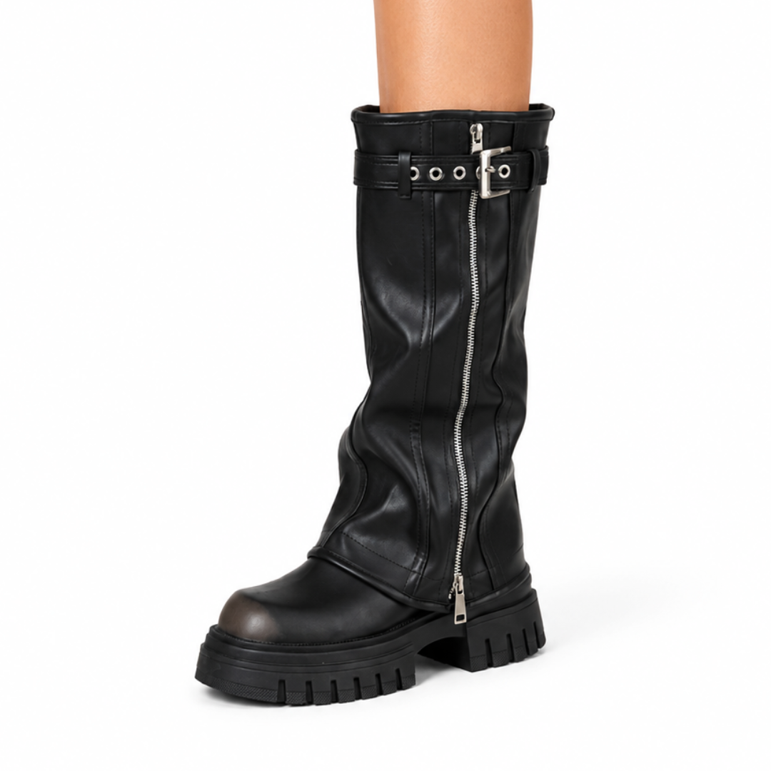 Marveena Stivale Platform con Risvolto