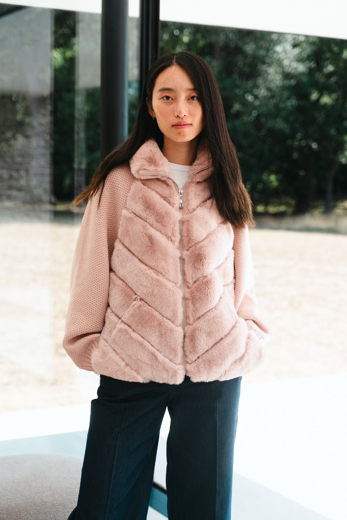Milan Fur Panel Jacket - Rosa